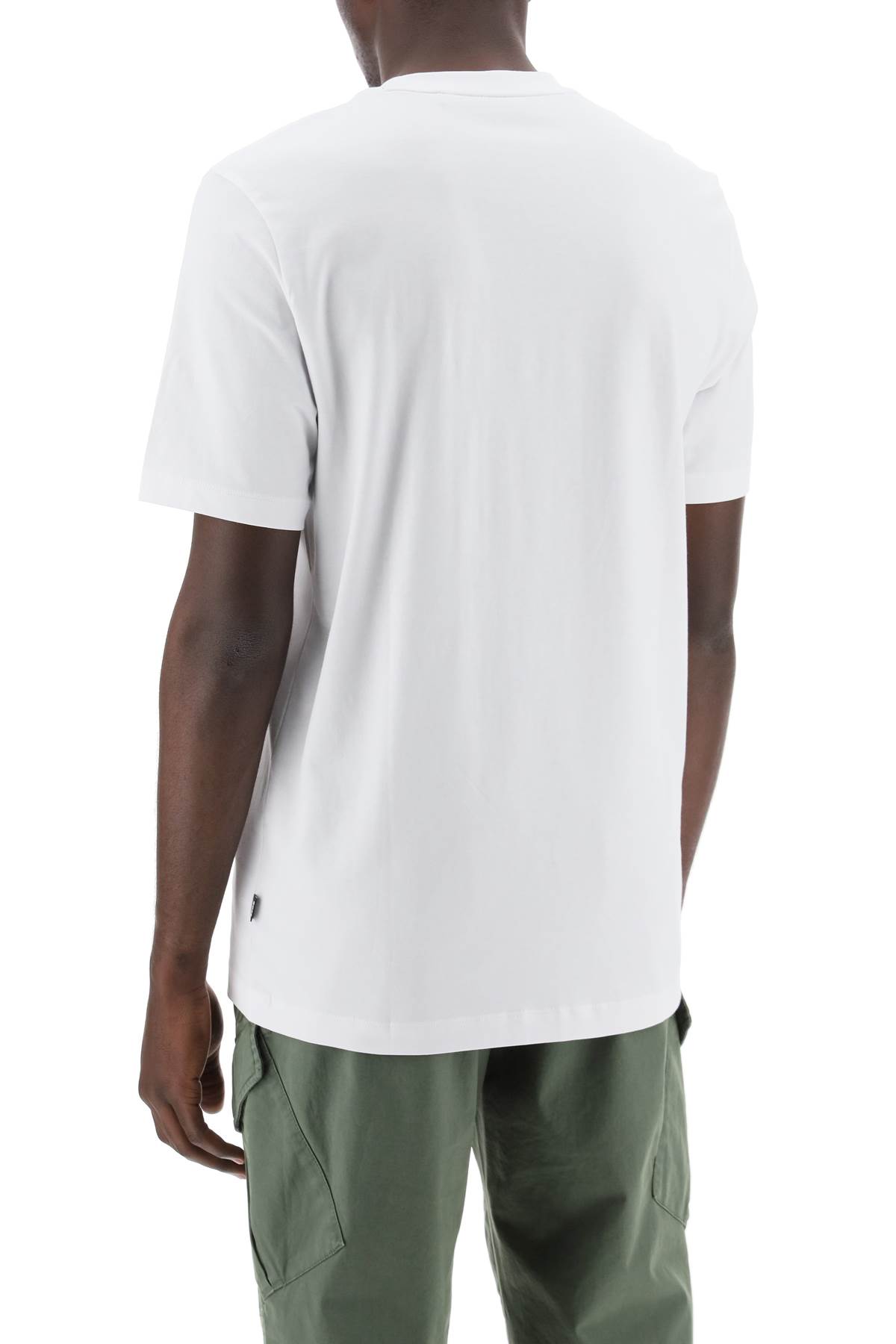 Hugo Boss Cotton-jersey T-shirt With Curved-logo Print In White