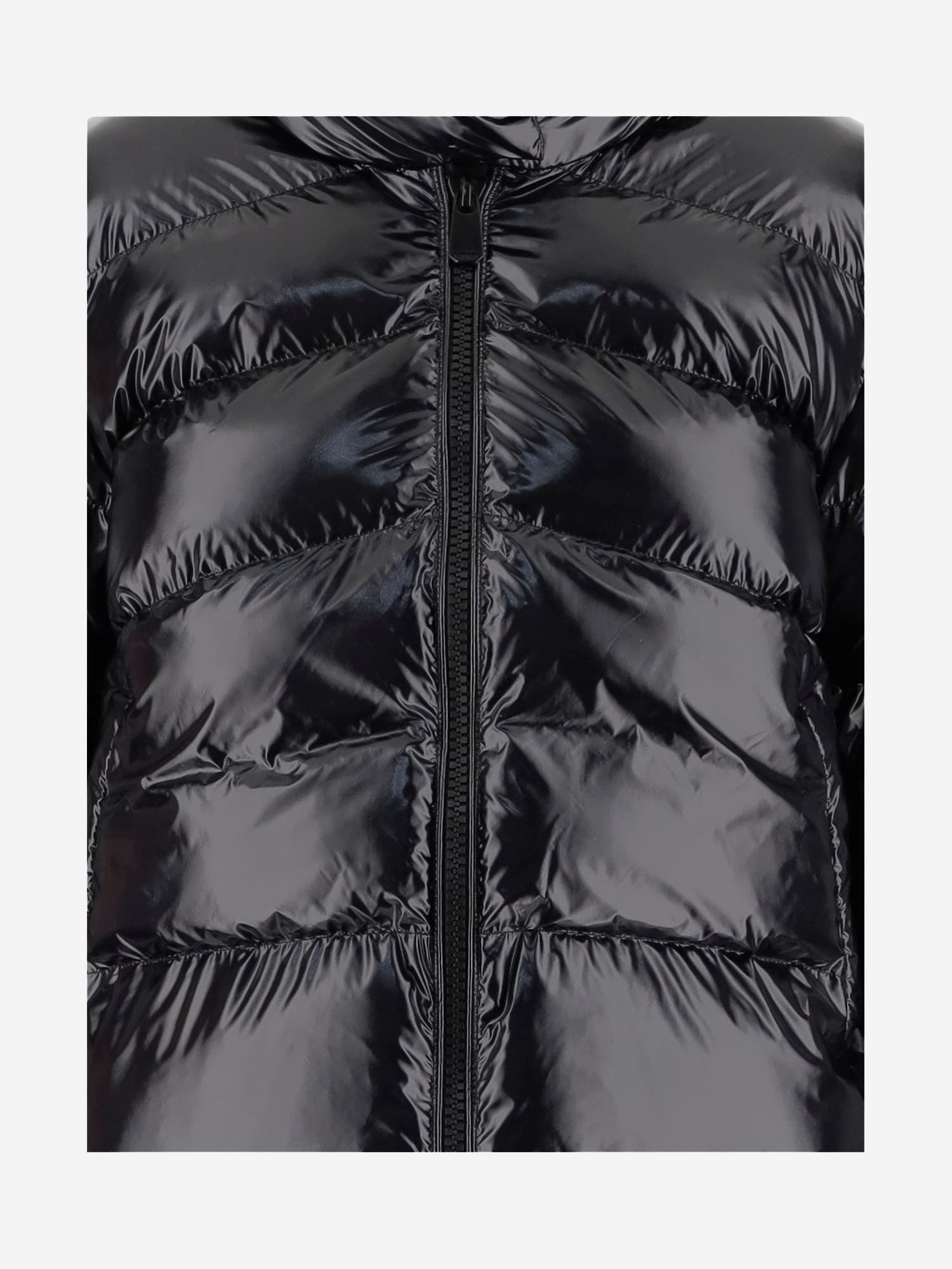 Pinko Glossy Nylon Padded Down Jacket In Black