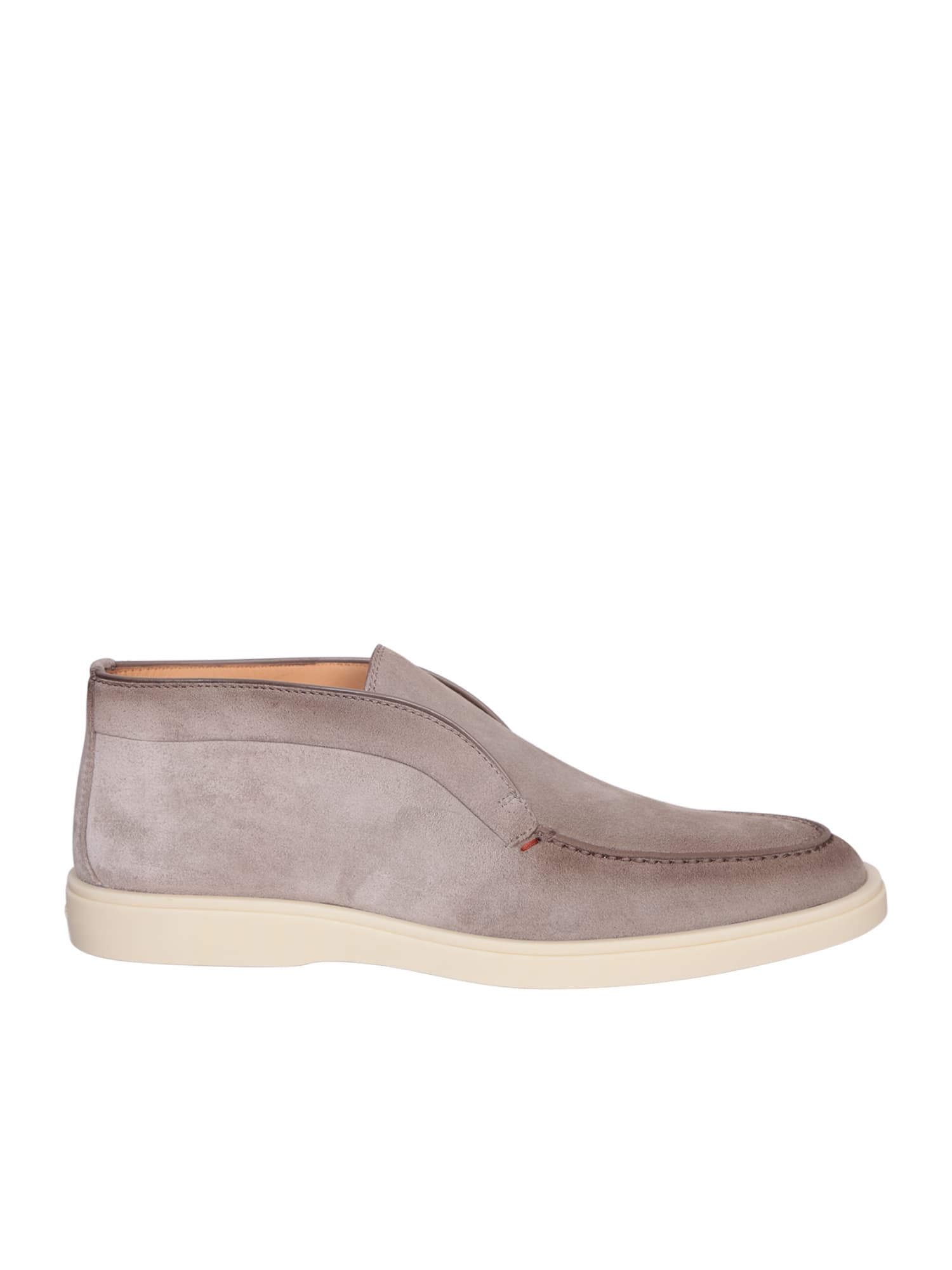 Shop Santoni Suede Beige Ankle Boots