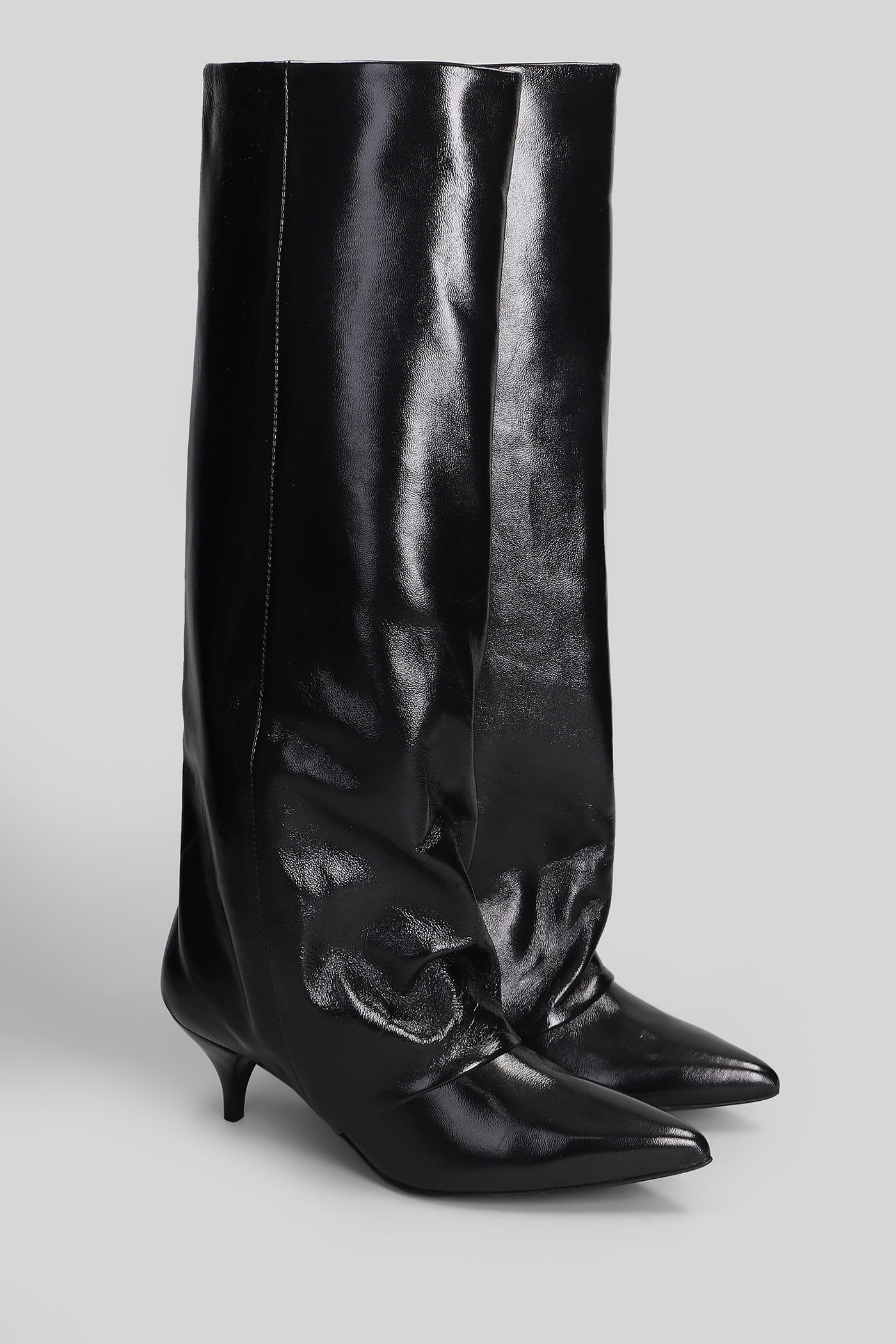 Alchimia High Heels Boots In Black Leather In Black