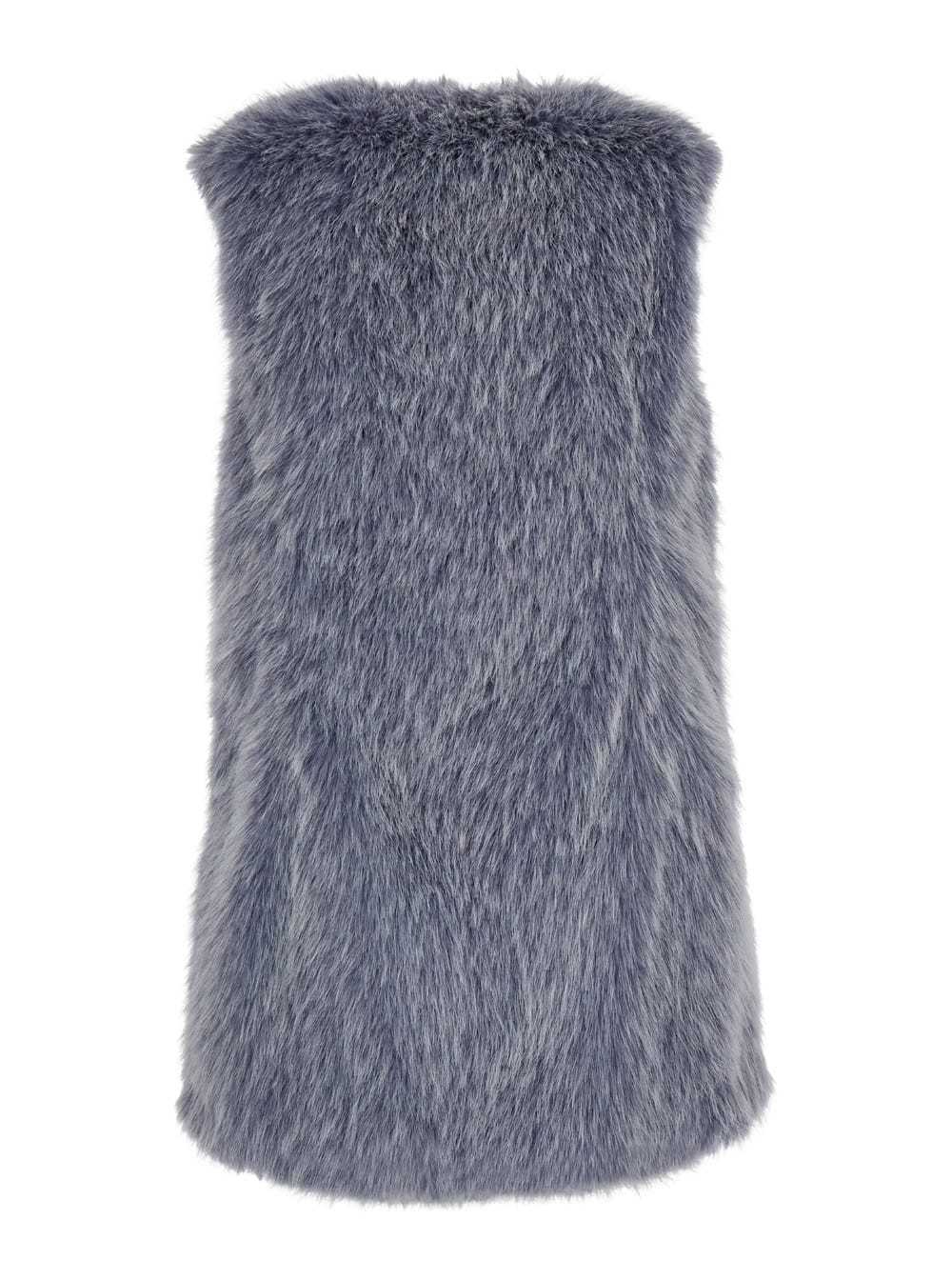 Shop Herno Grey Crewneck Vest In Eco Fur Woman In Blue