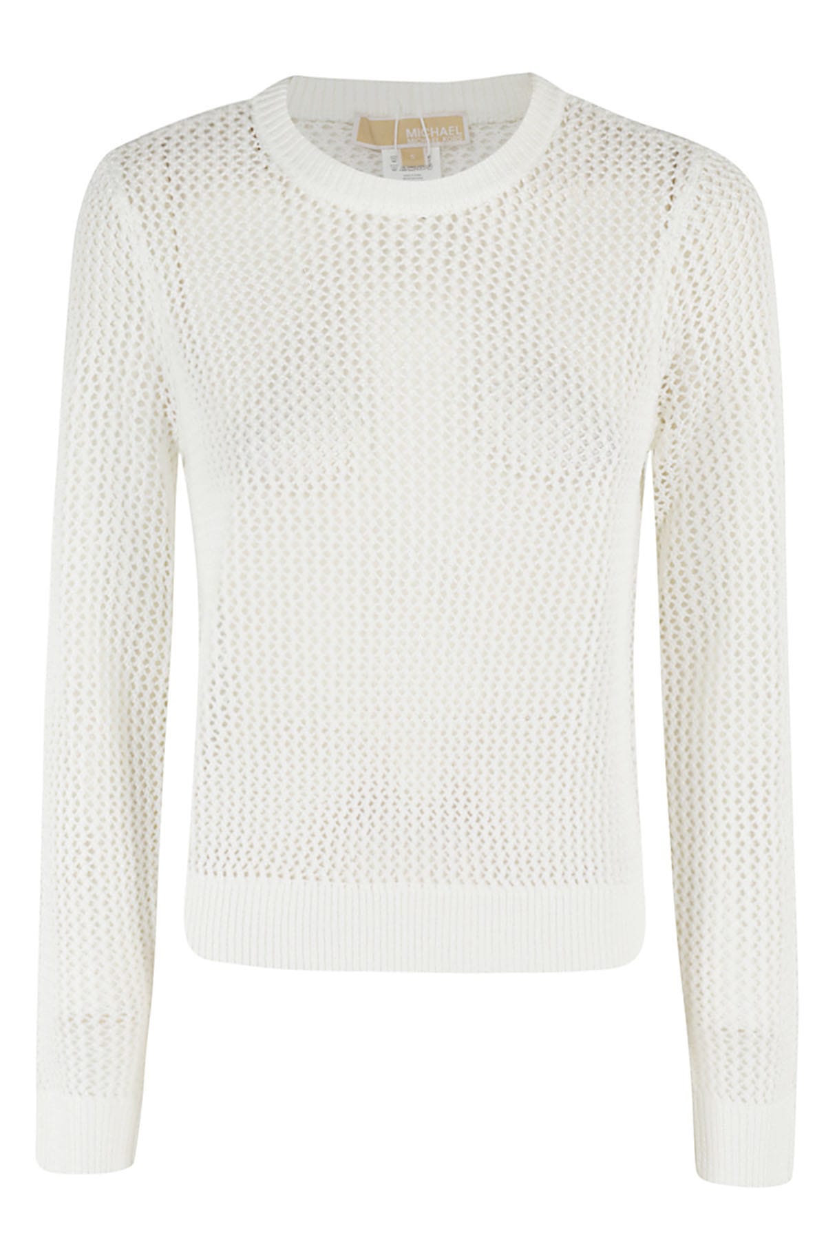 Shop Michael Michael Kors Mesh Crew Sweater In White