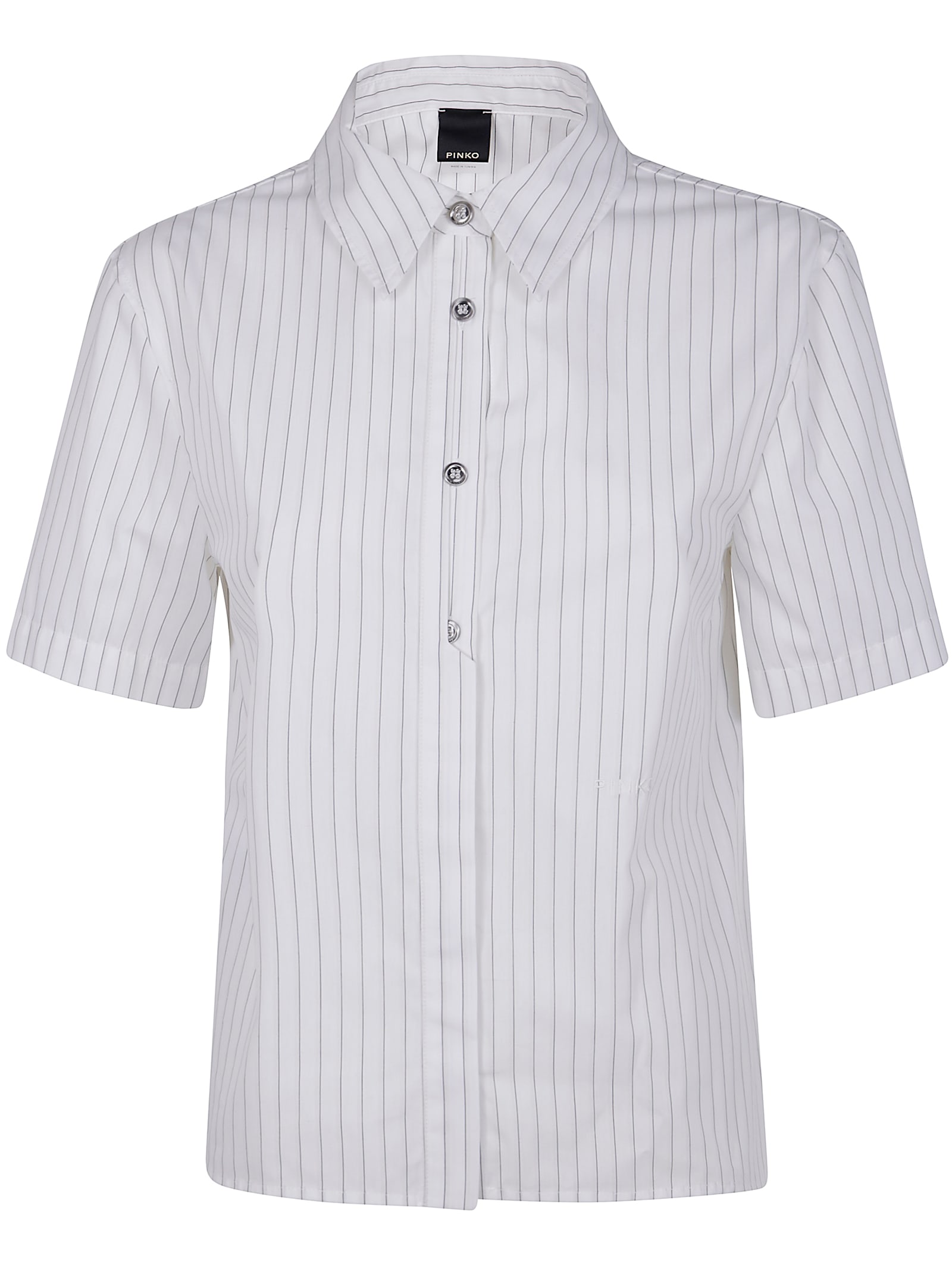 Shop Pinko Innuendo Popeline Shirt In Zpz White Black Beige