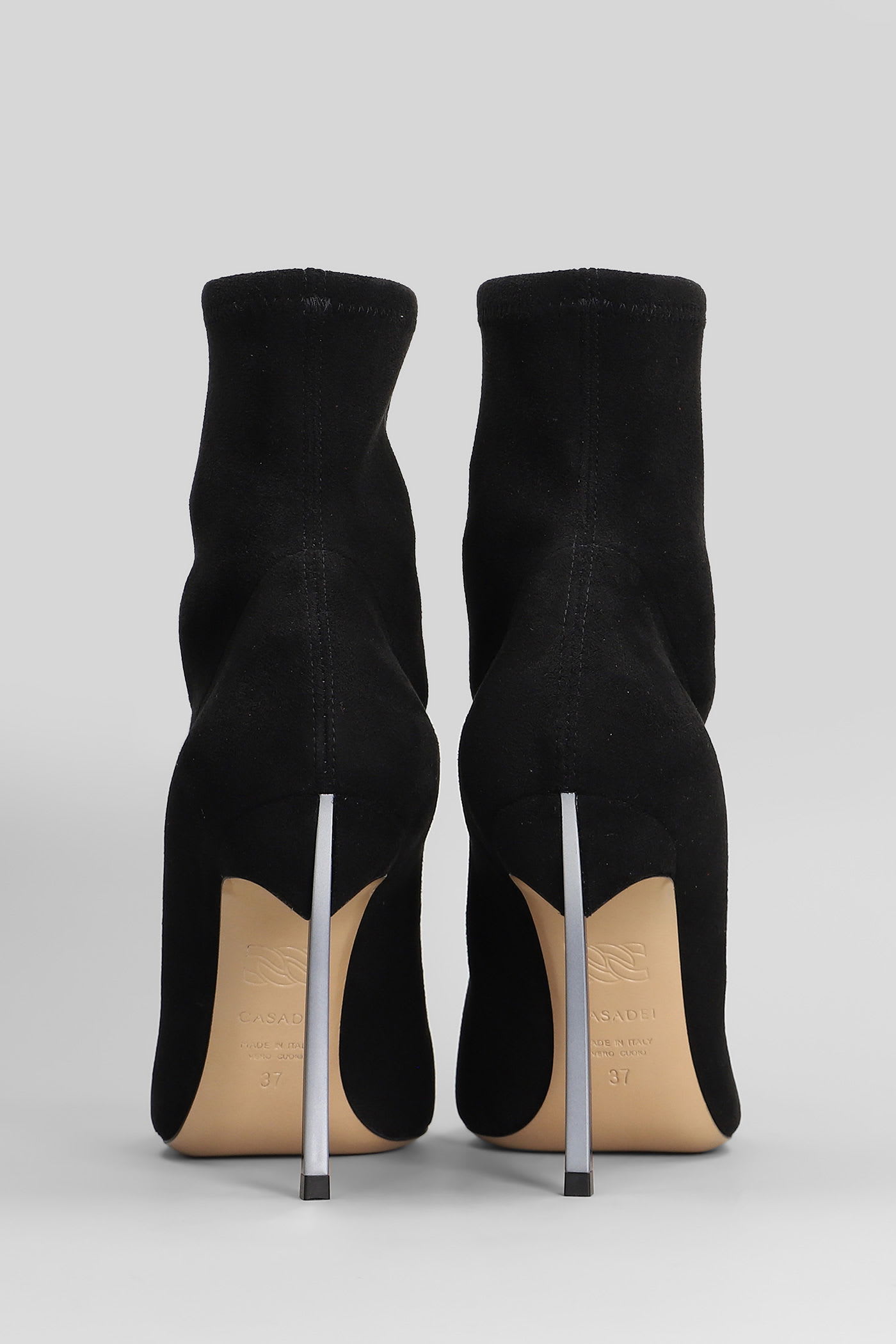 Casadei Blade Stretch High Heels Ankle Boots In Black Suede In Black