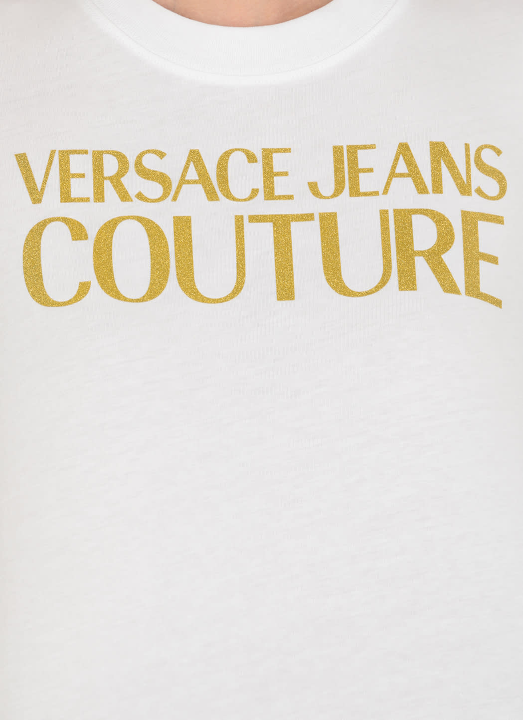 Versace Jeans Couture Metallic Logo Crew Neck T-shirt In White