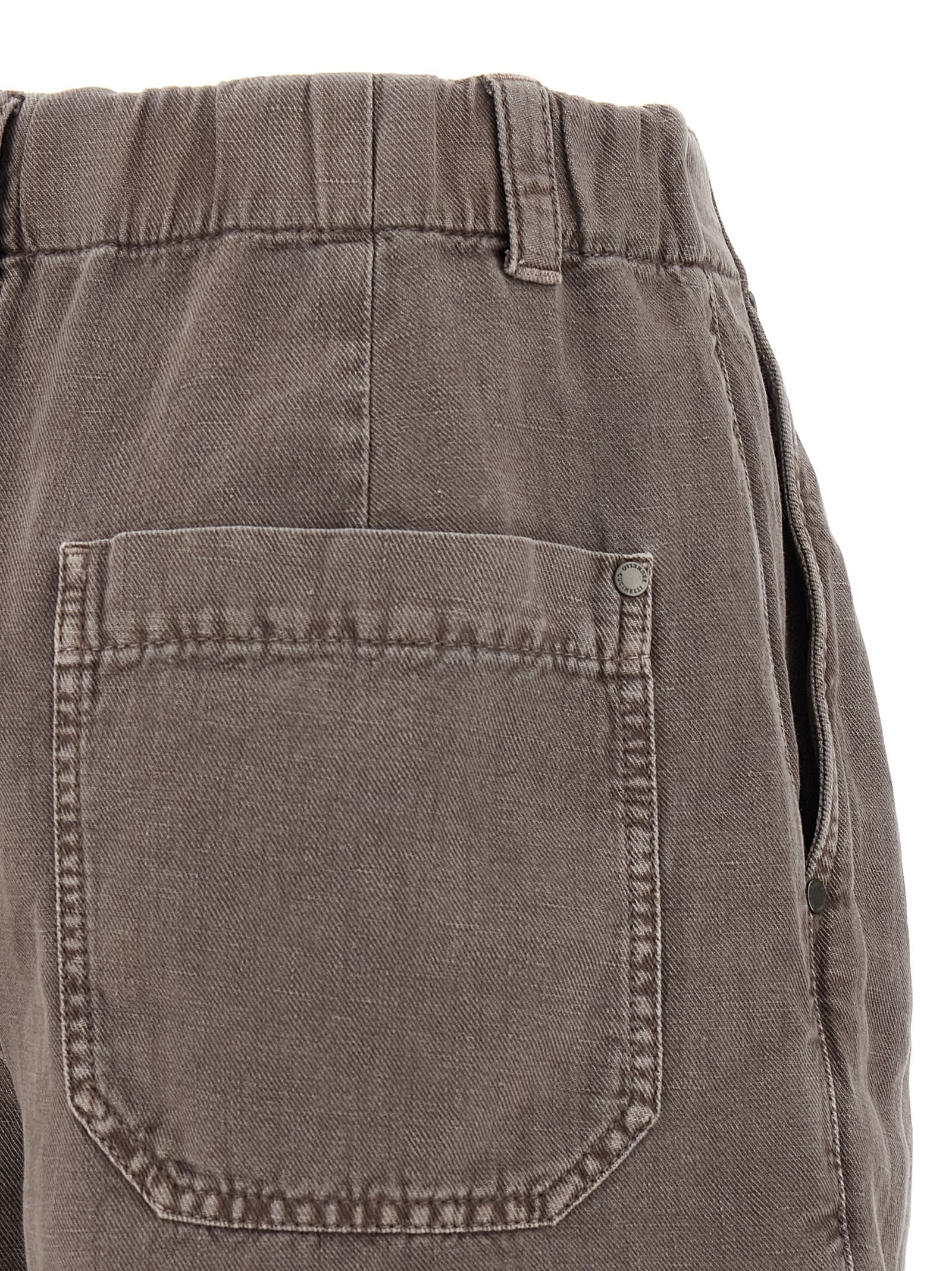 Shop Brunello Cucinelli Linen Cotton Shorts In Brown