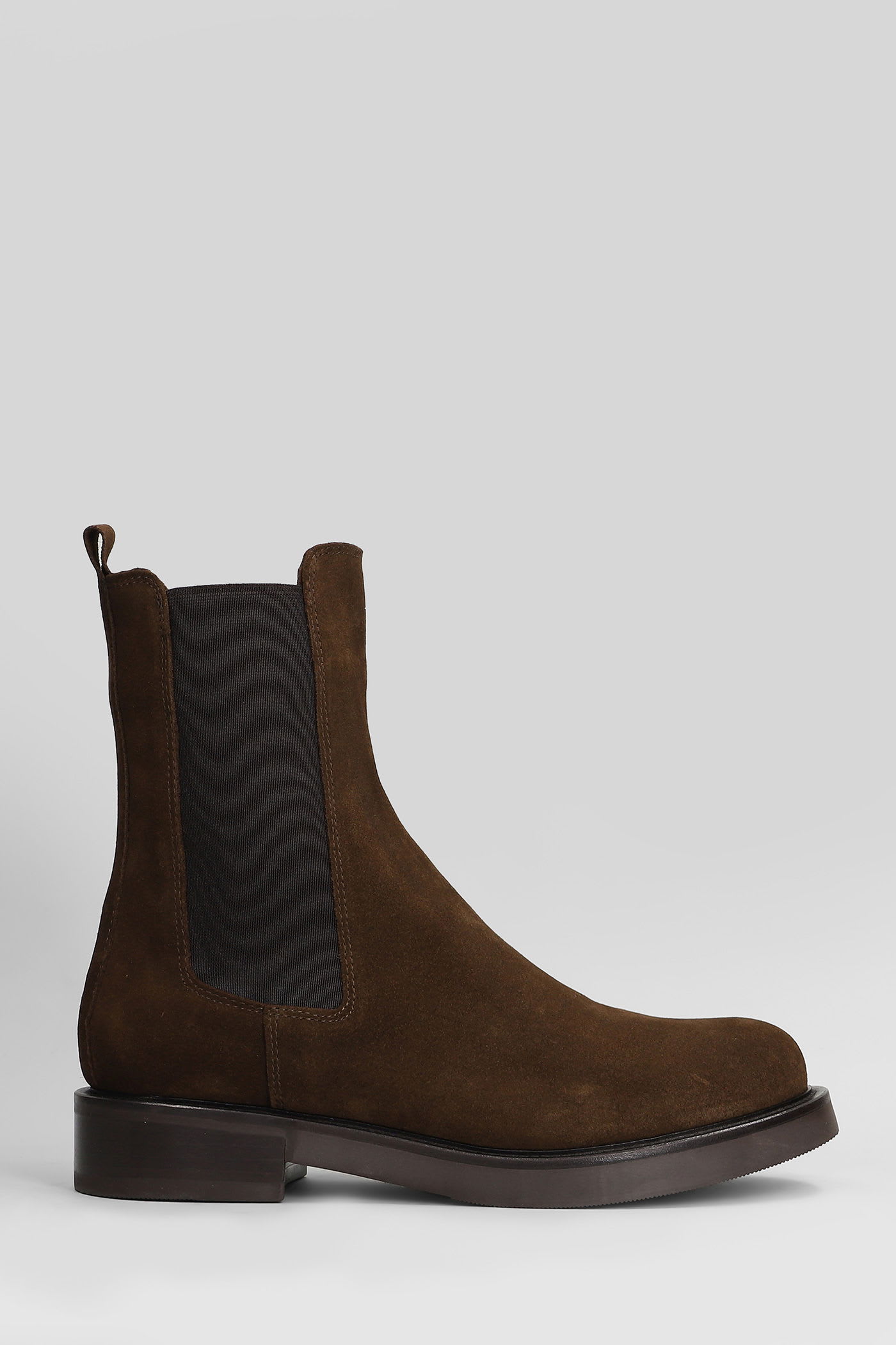 Julie Dee Low Heels Ankle Boots In Leather Color Suede In Brown