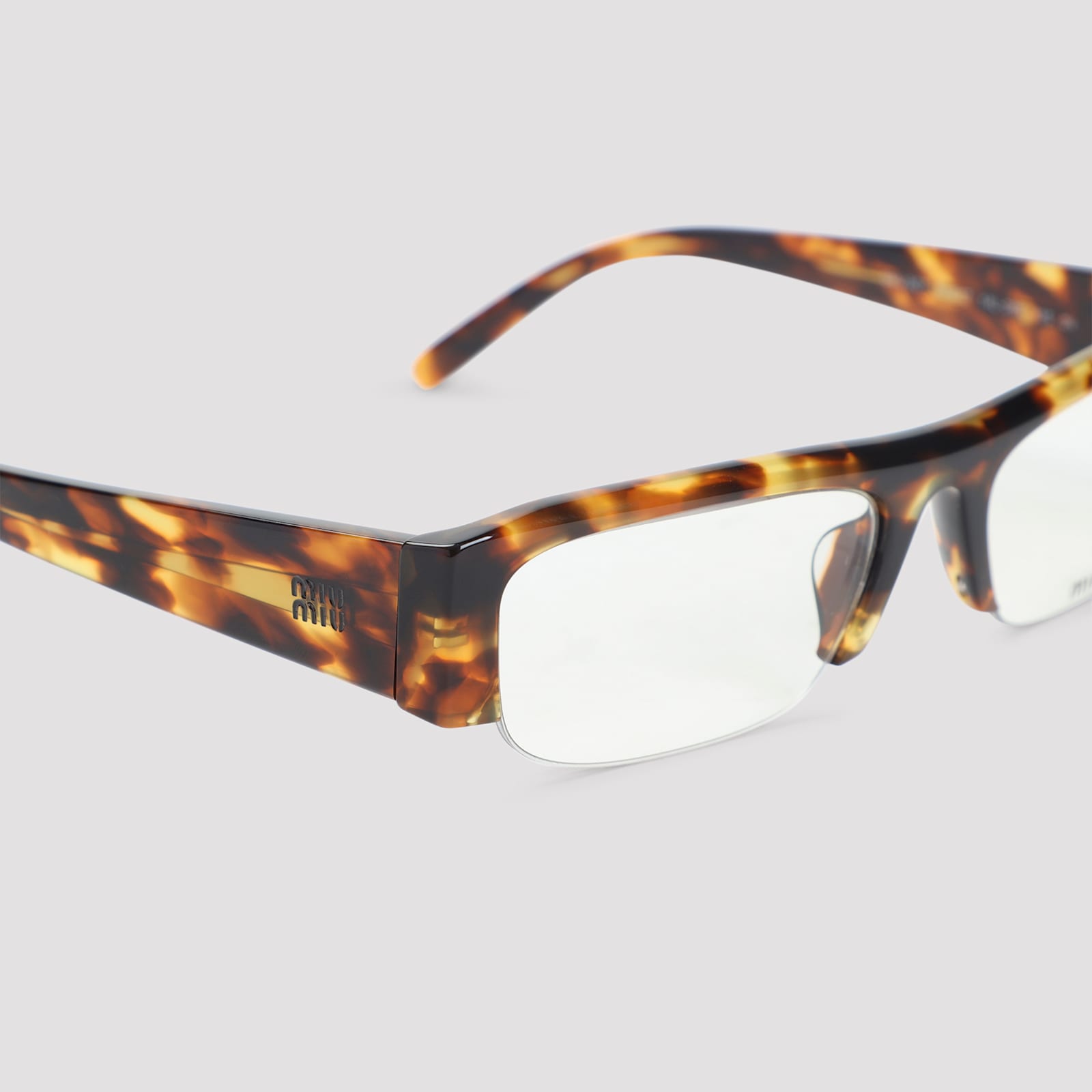 Miu Miu Root Tortoise Brown Acetate Transparent Sunglasses In Multi