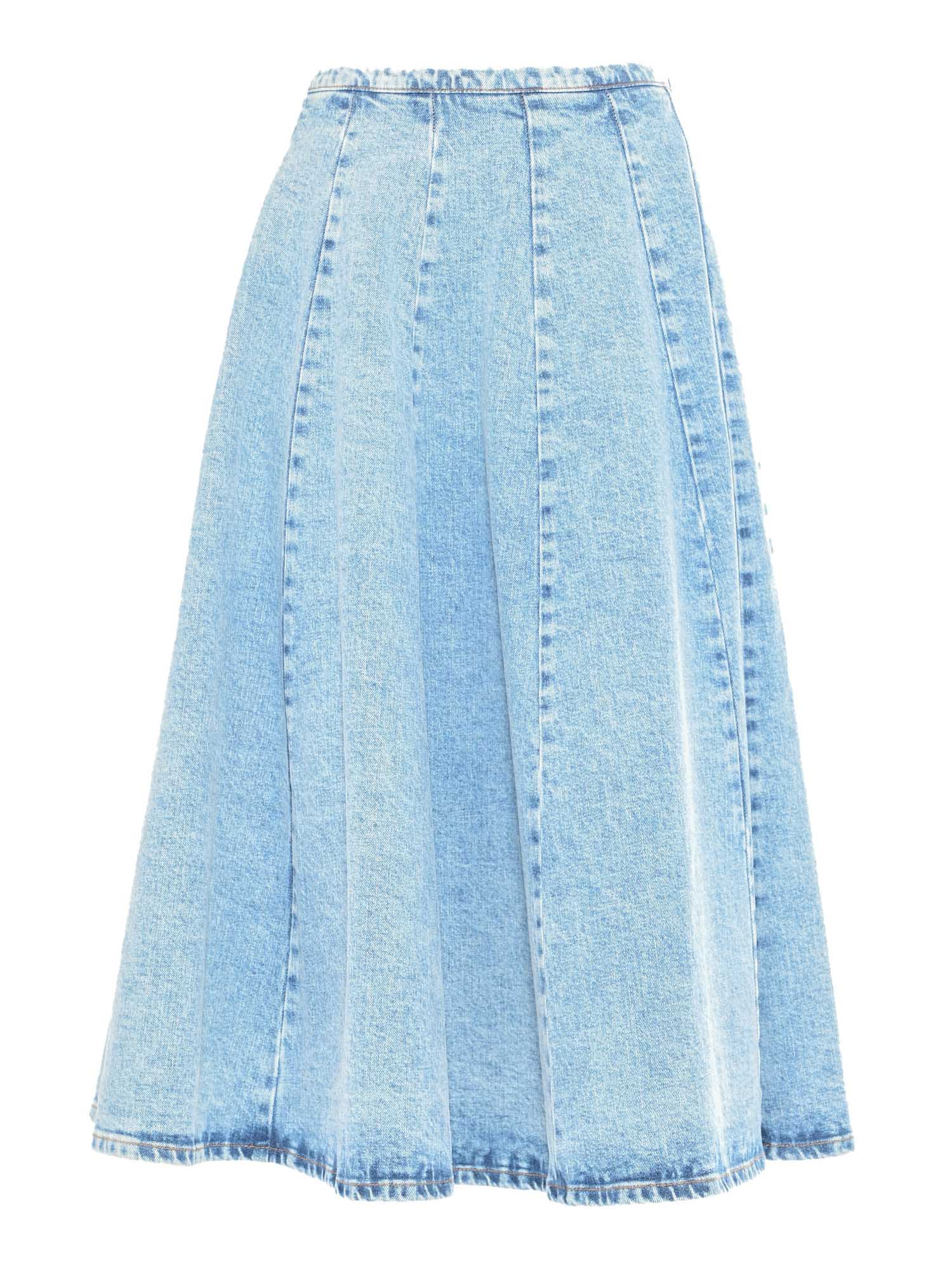 Fabiana Filippi Blue Denim Circle Skirt In Blue