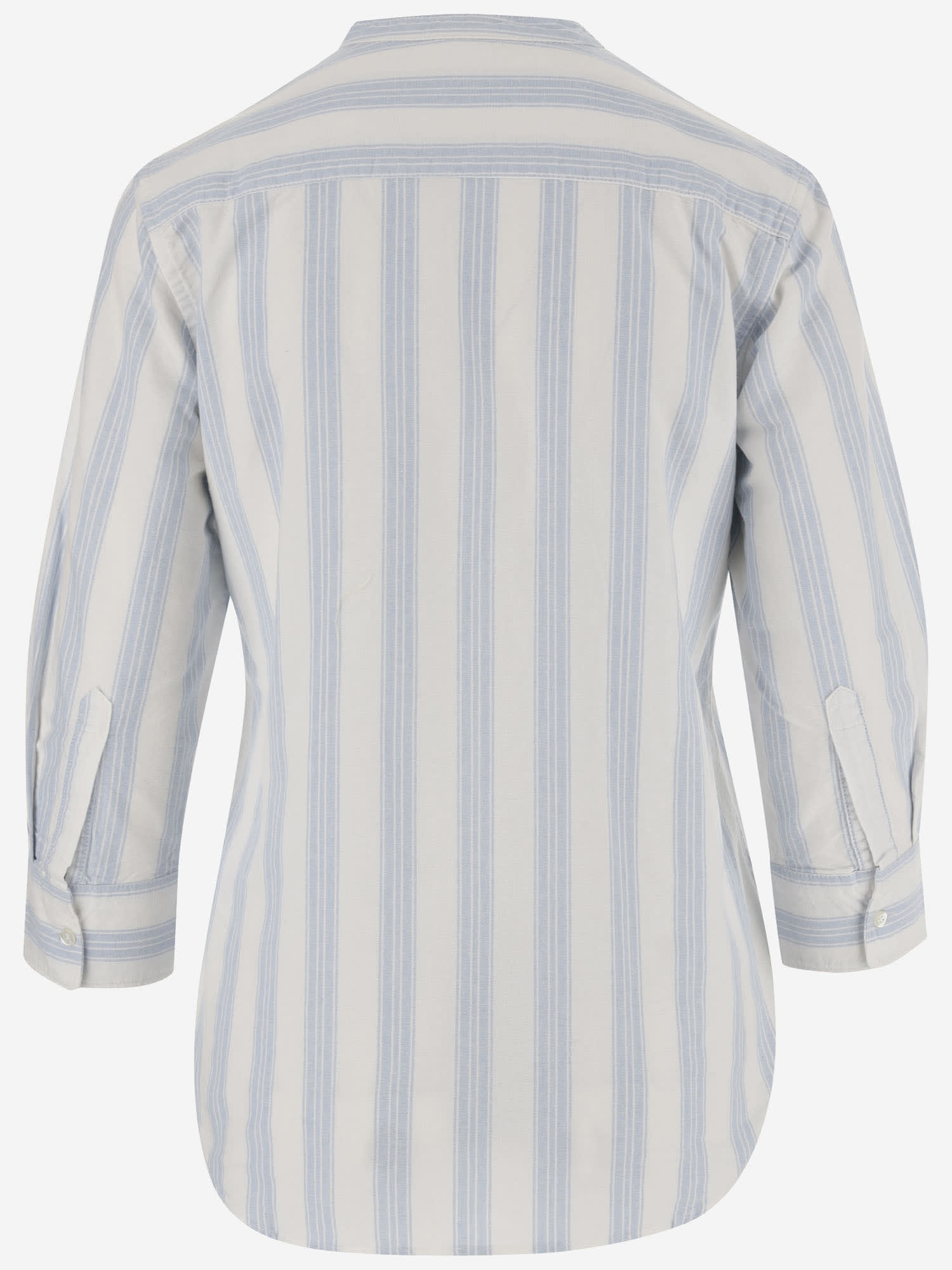 Shop Aspesi Cotton Shirt With Striped Pattern In Clear Blue