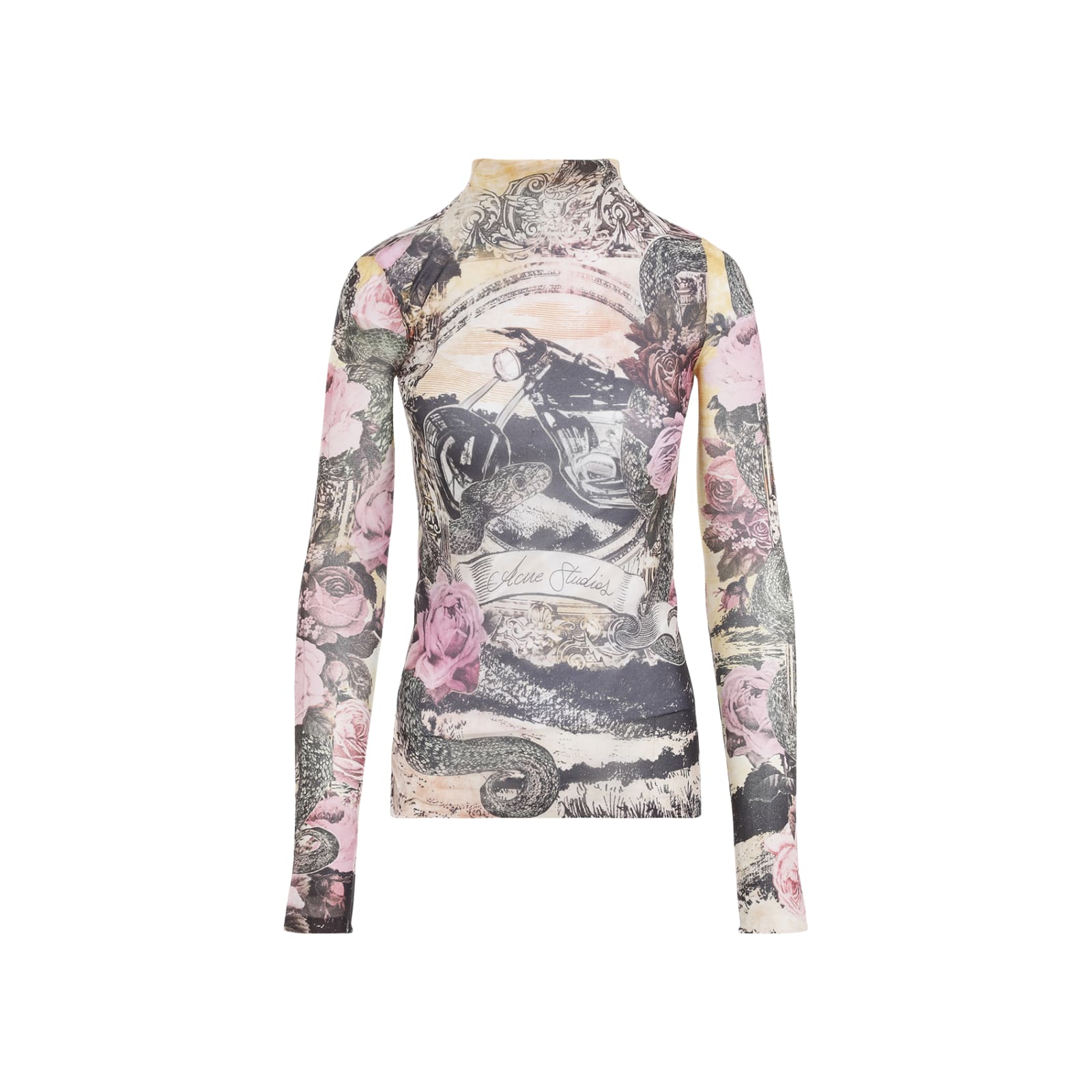 Shop Acne Studios Printed T-shirt In Bia Pink Multicolor