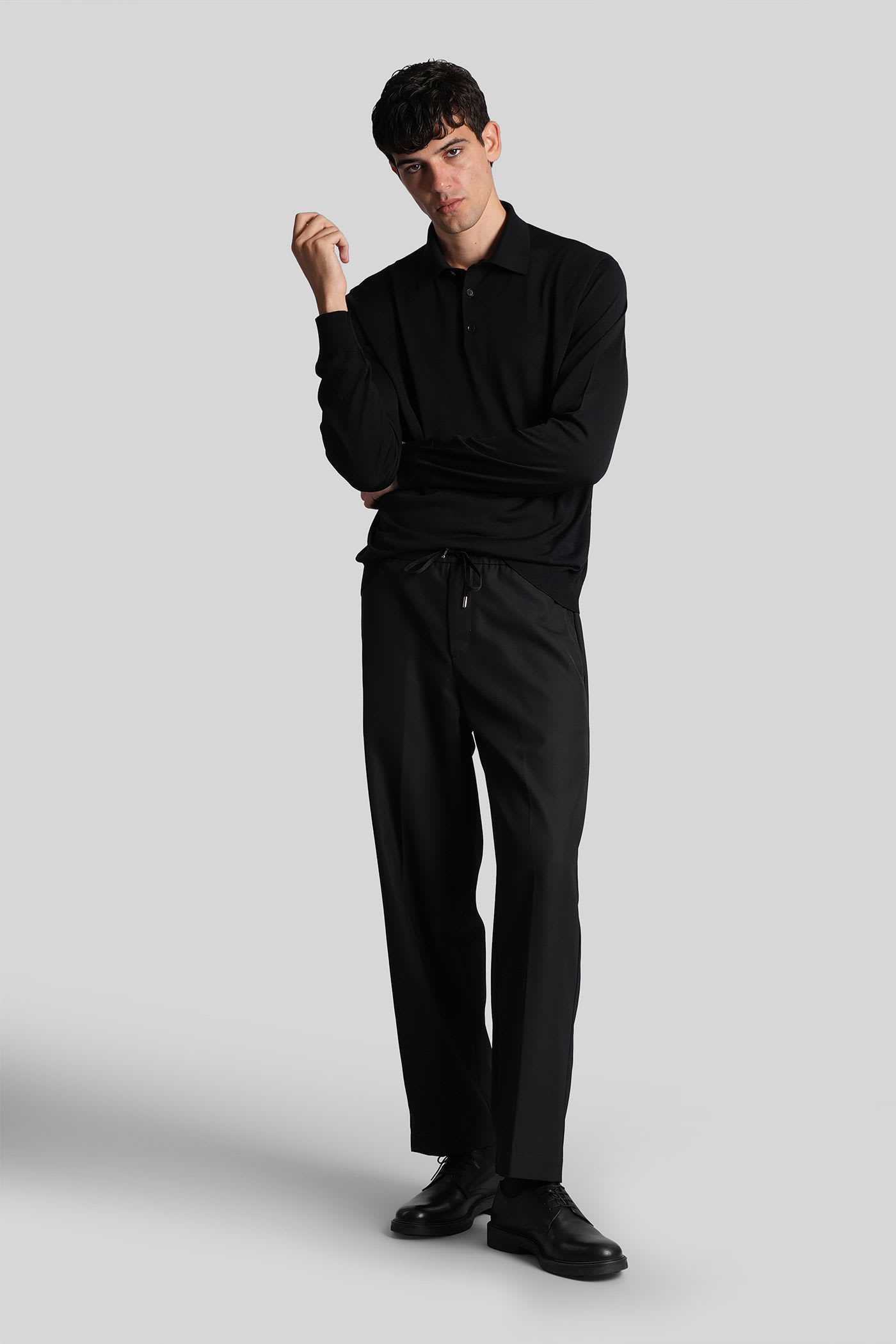 Zegna Polo In Black Wool In Black