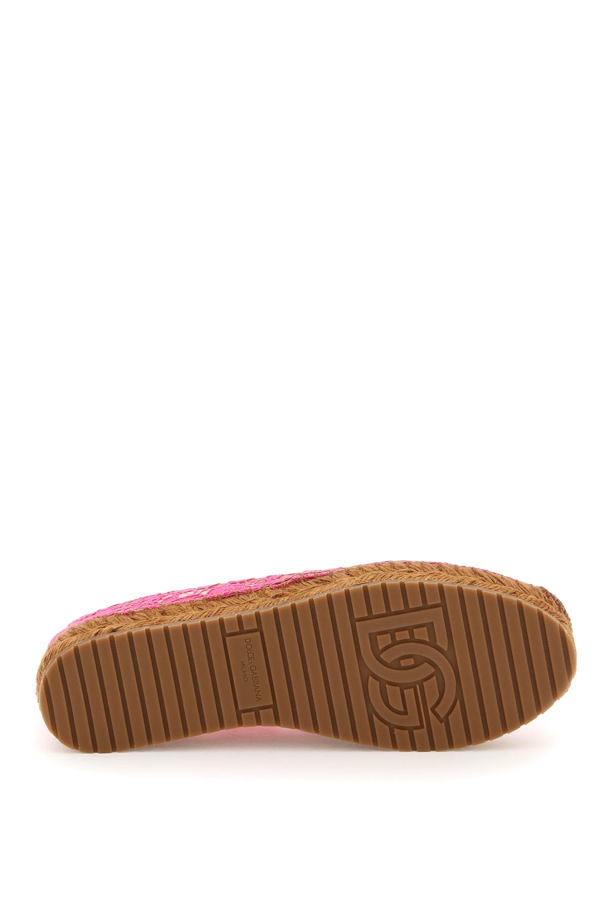 Dolce & Gabbana Lace-panel Logo-plaque Espadrilles In Fuxia