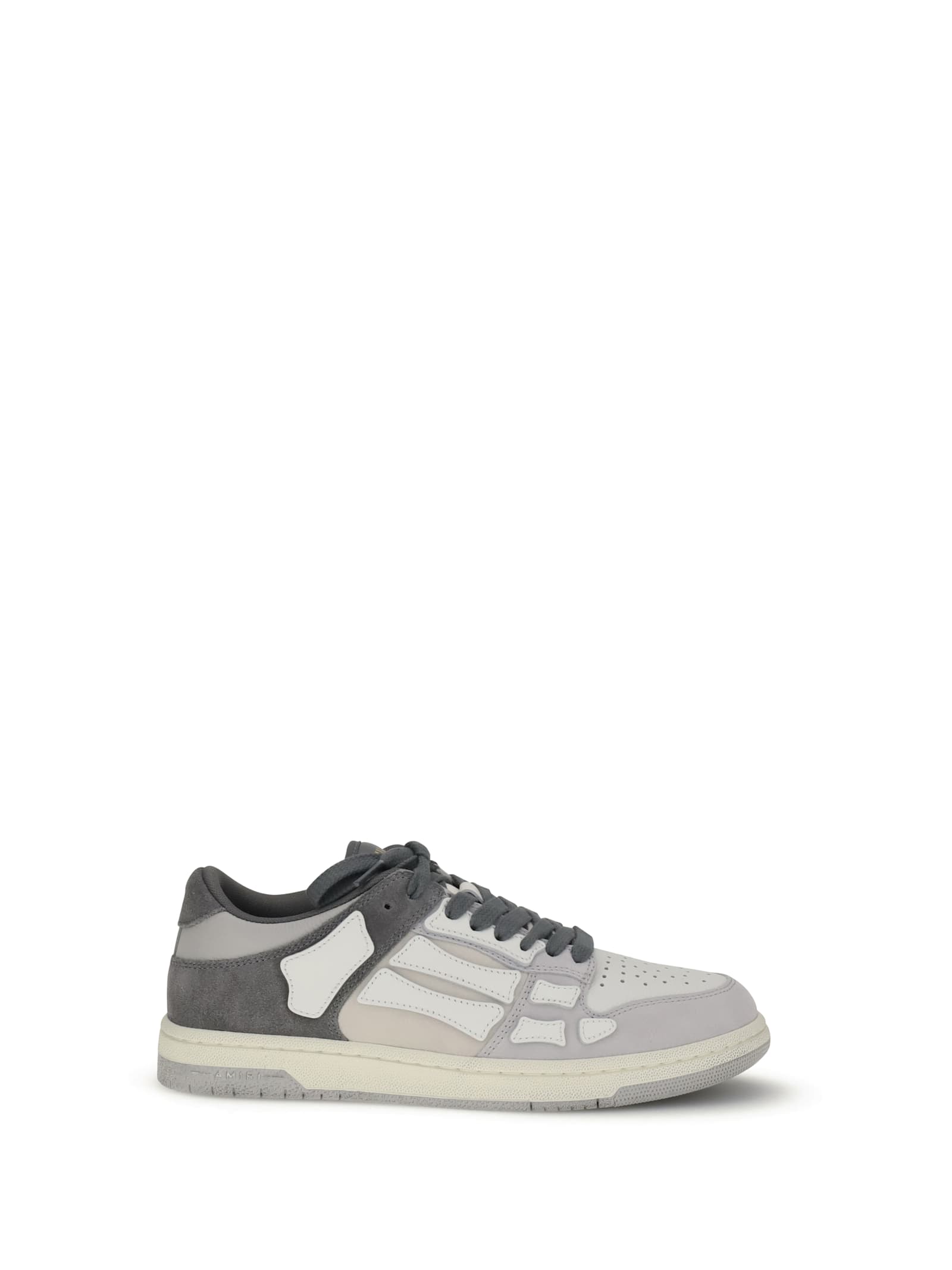 Amiri Distressed Low Top Sneakers With Skeleton Detail In Gray