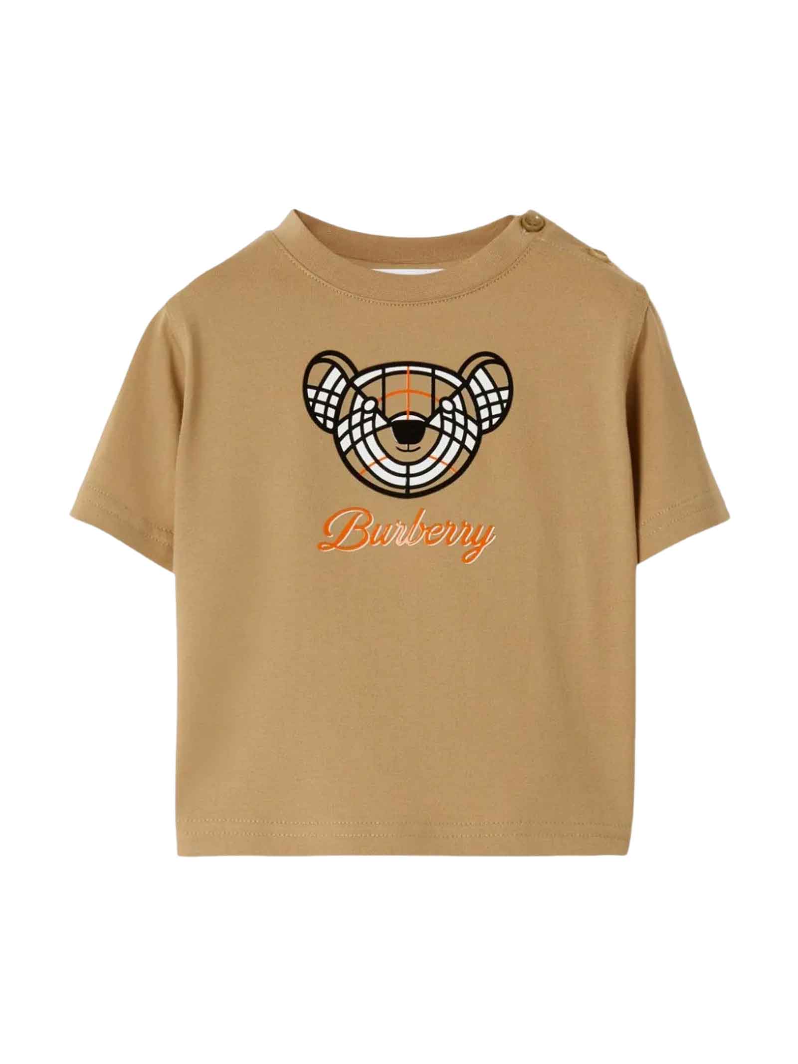 Shop Burberry Beige T-shirt Baby Girl