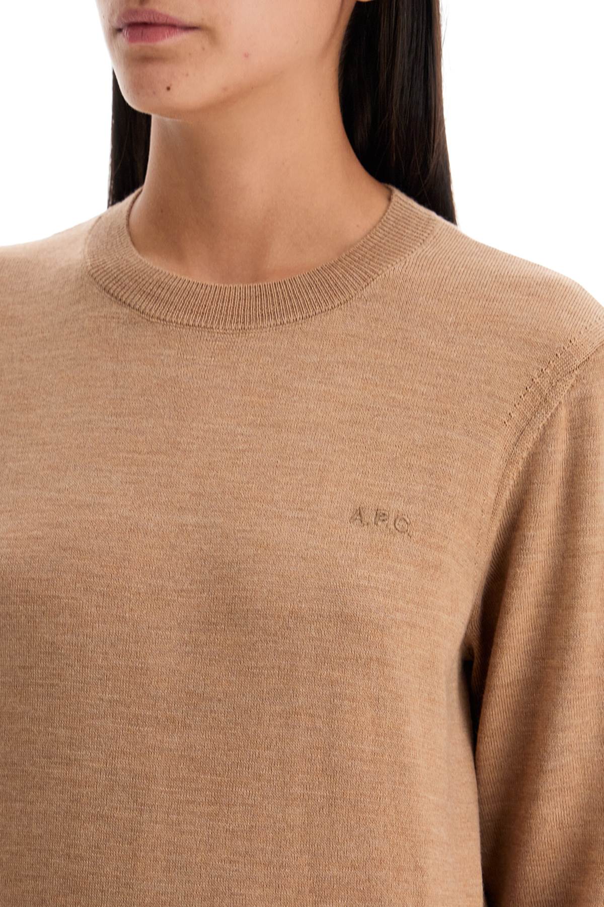 Shop Apc Wool Crewneck Pullover In Beige Chine (beige)