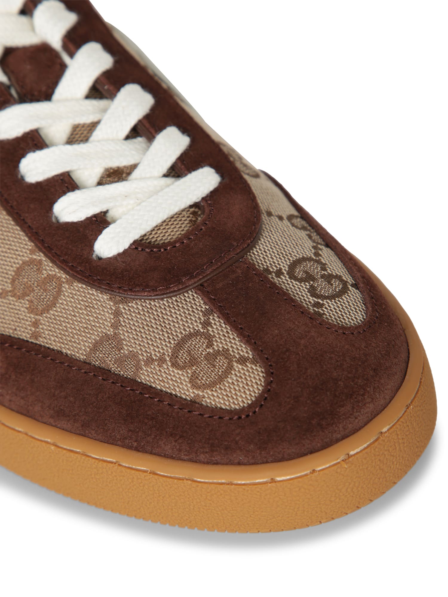 Gucci Gg-canvas Suede Sneakers In Brown