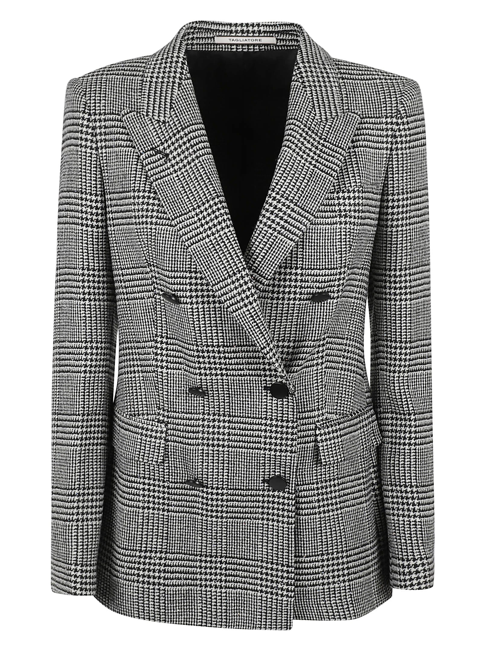 Shop Tagliatore Double-breasted Check Blazer In Black