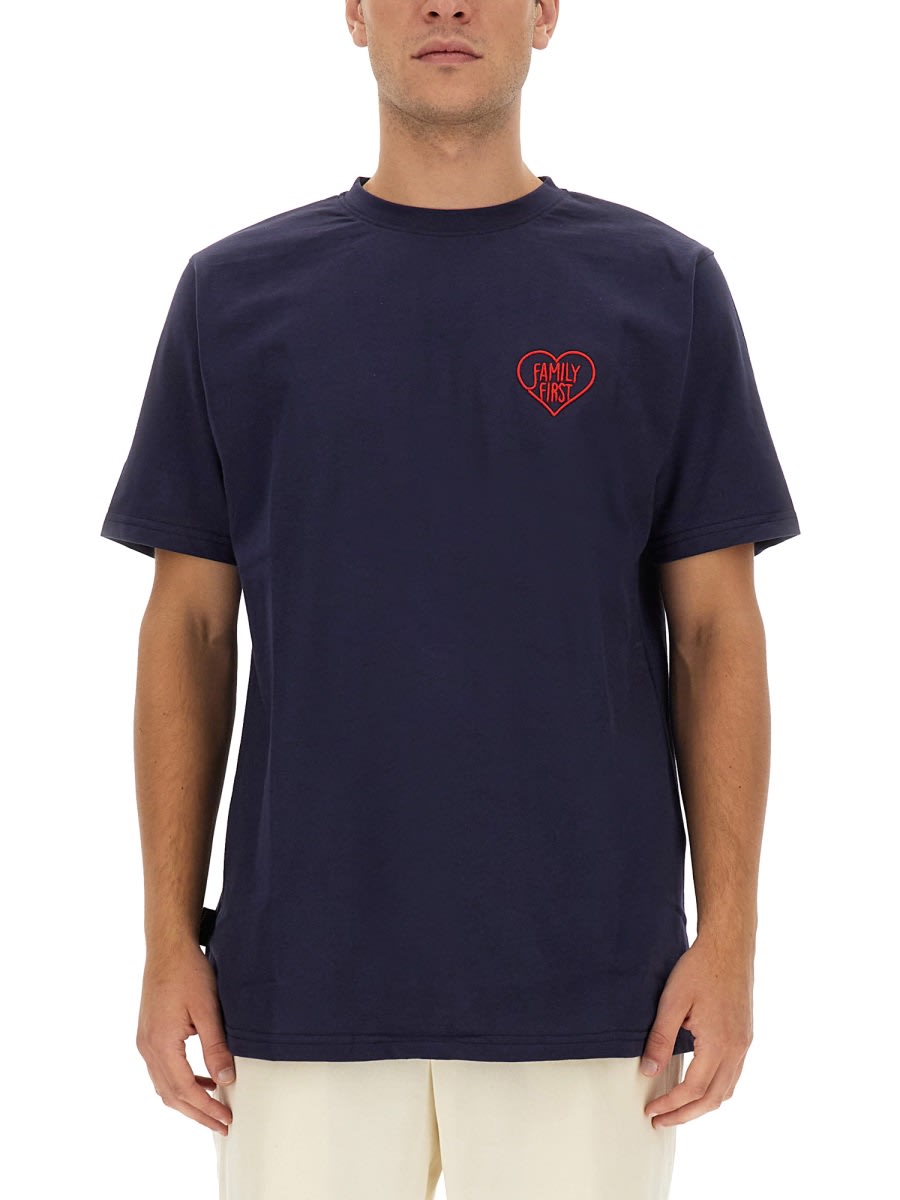 Shop Family First Milano T-shirt With Logo In Blue