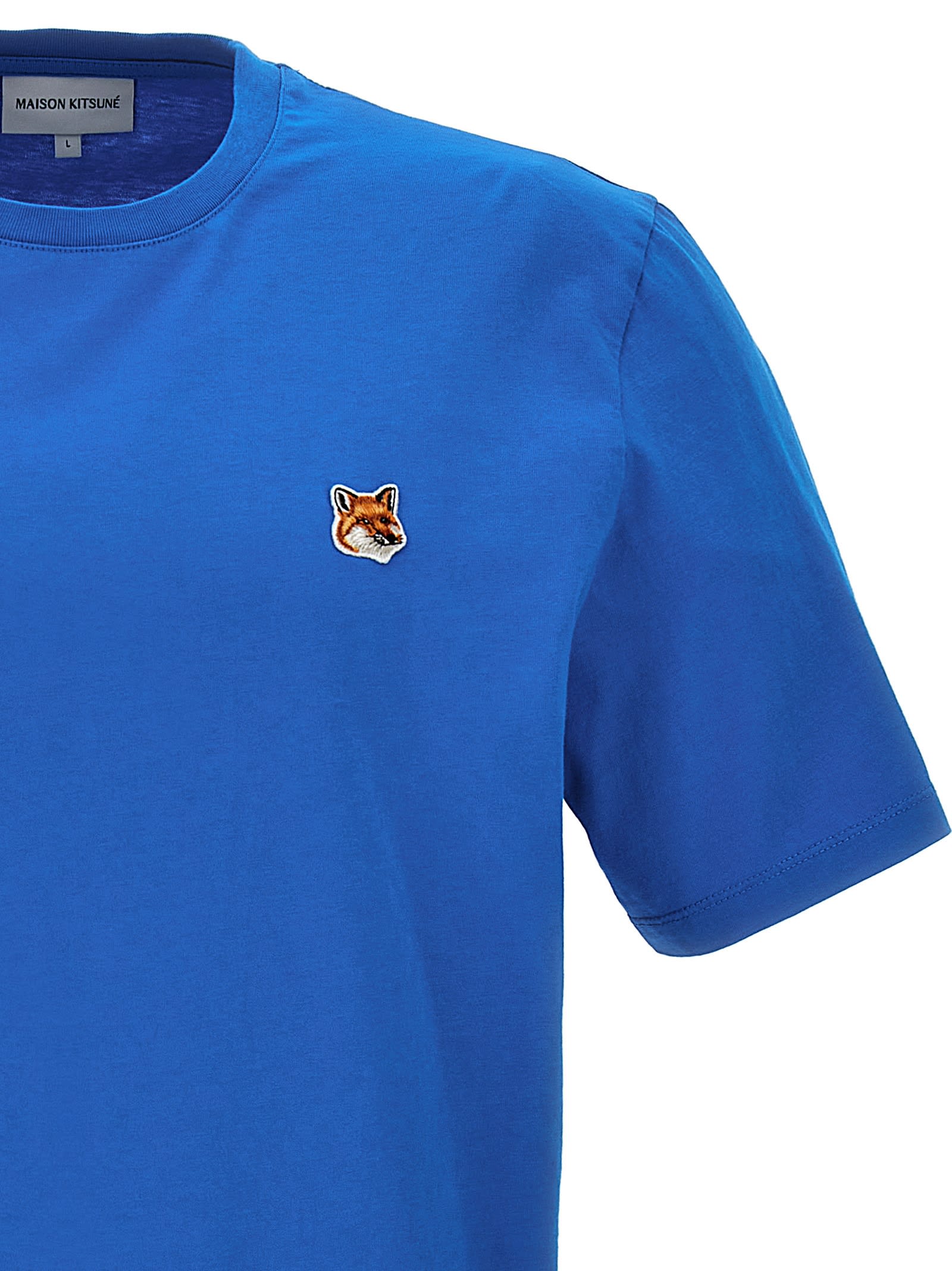 Shop Maison Kitsuné Fox Head T-shirt In Light Blue