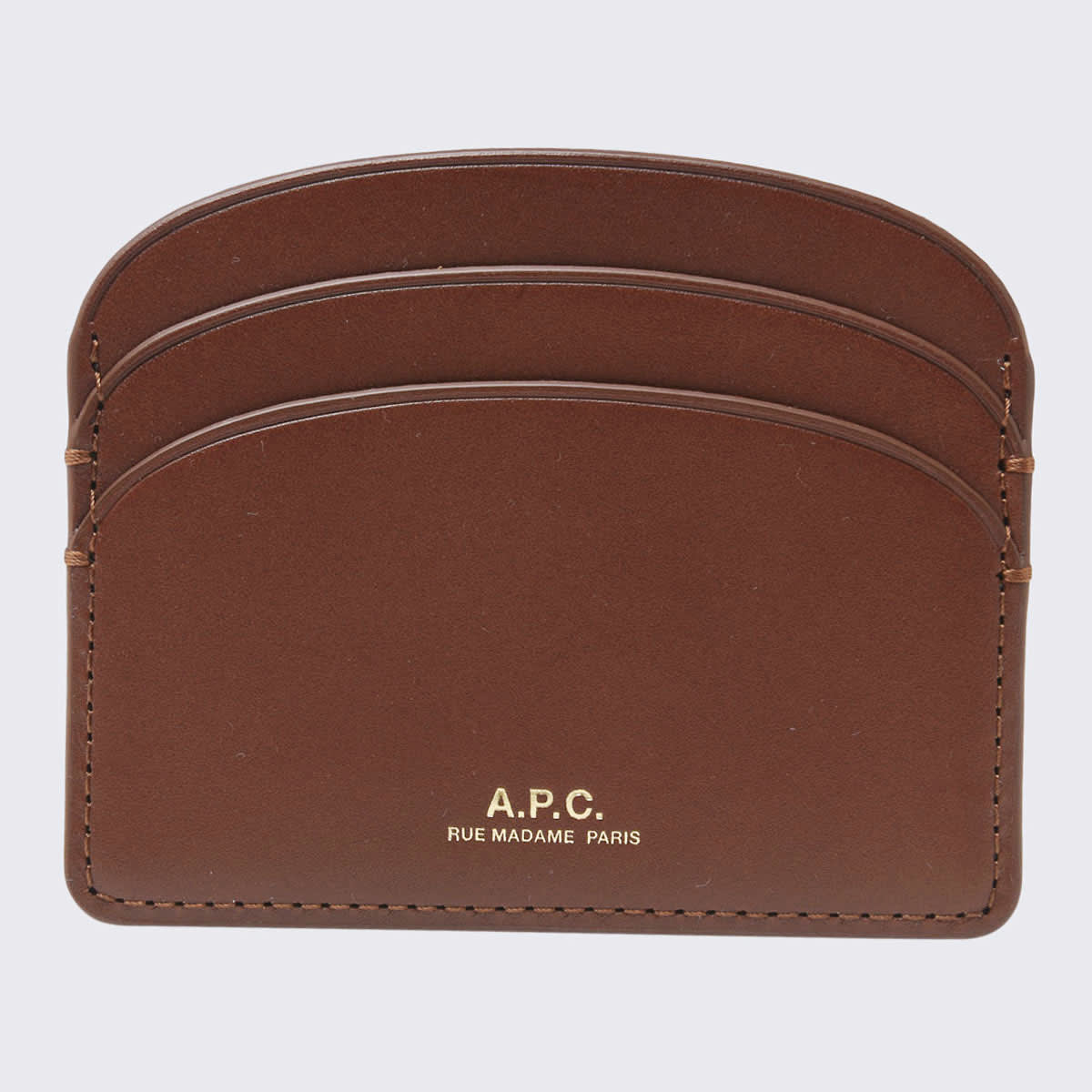 Shop Apc Brown Noisette Leather Demi-lune Cardholder