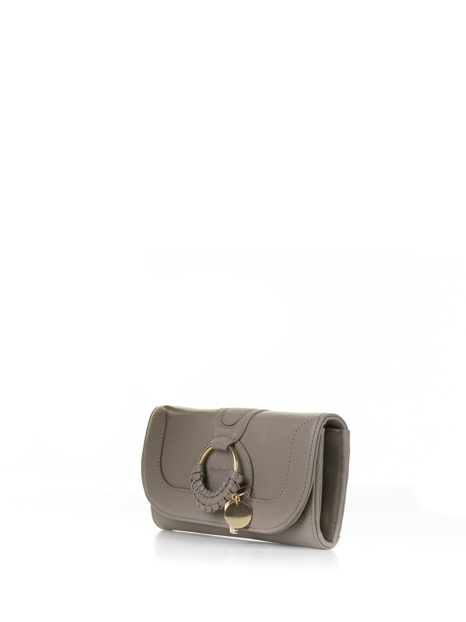 Shop See By Chloé Hana Gray Leather Wallet In Motty Grey
