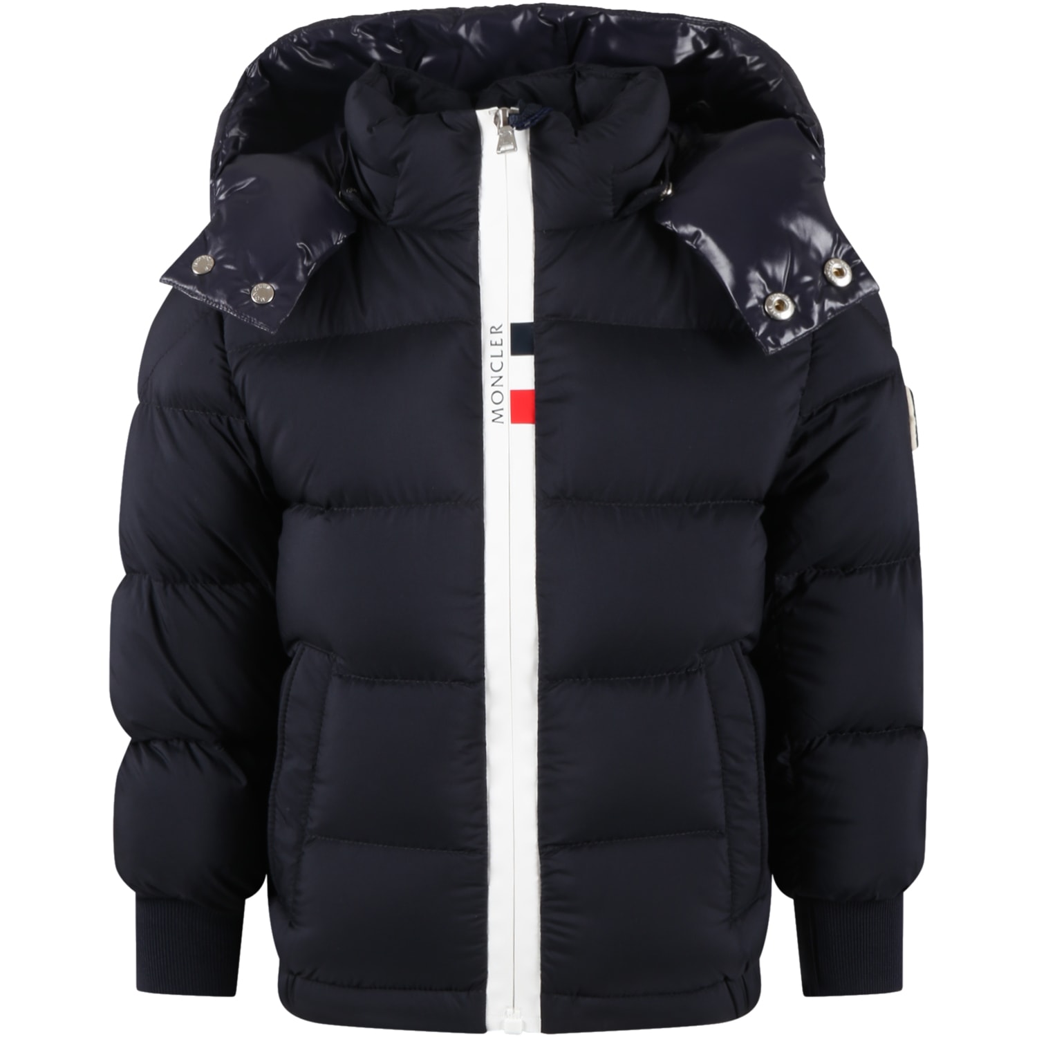 Moncler Blue hale Jacket For Boy With Iconic Patch