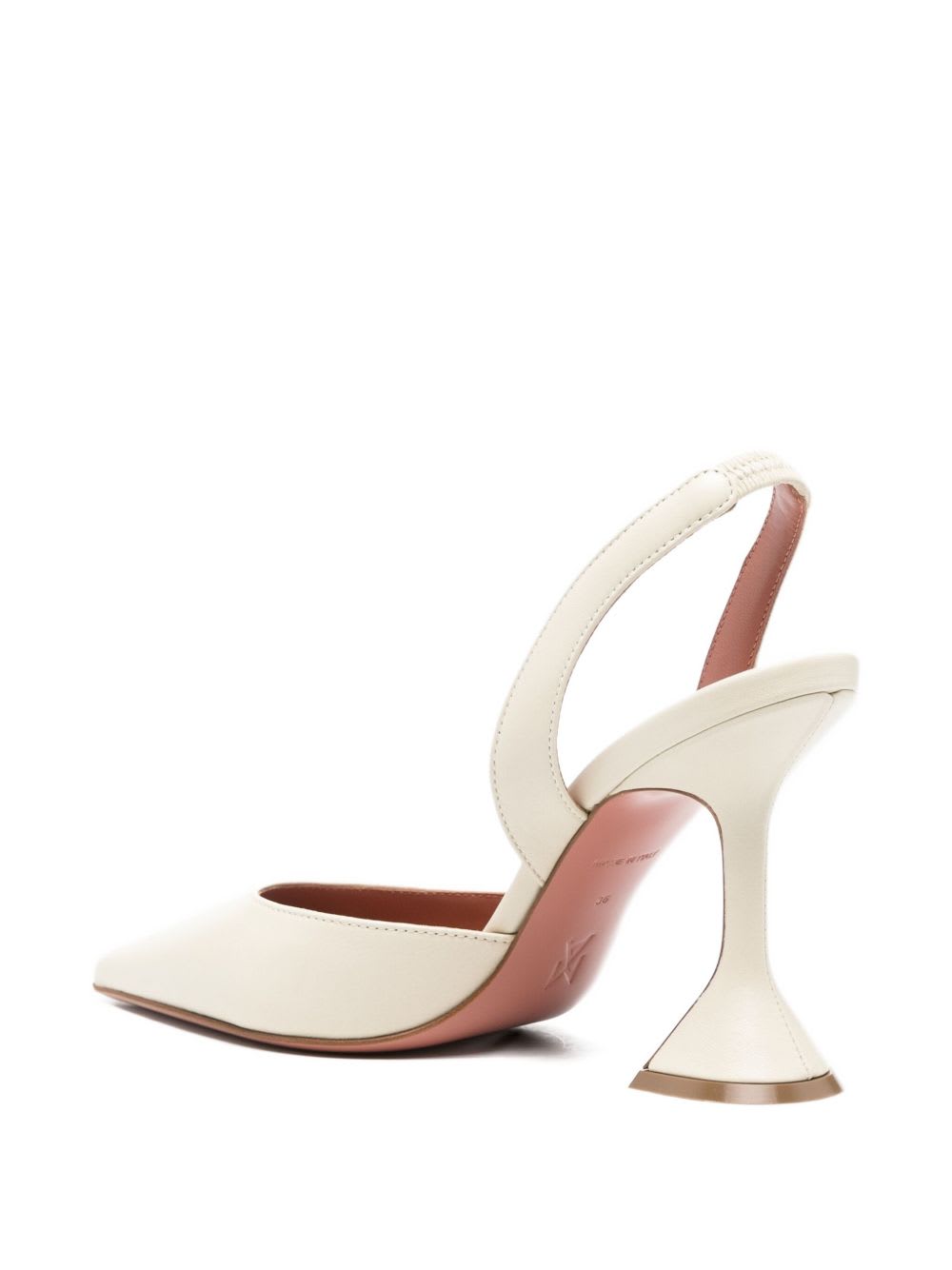 Amina Muaddi Sculptural Heel Leather Slingback Pumps In Sand