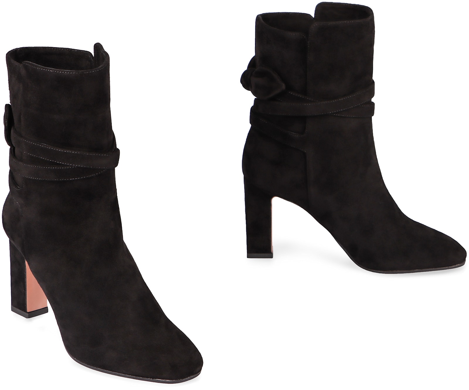 Aquazzura Very Bow Tie 85 Suede Ankle Boots In Black