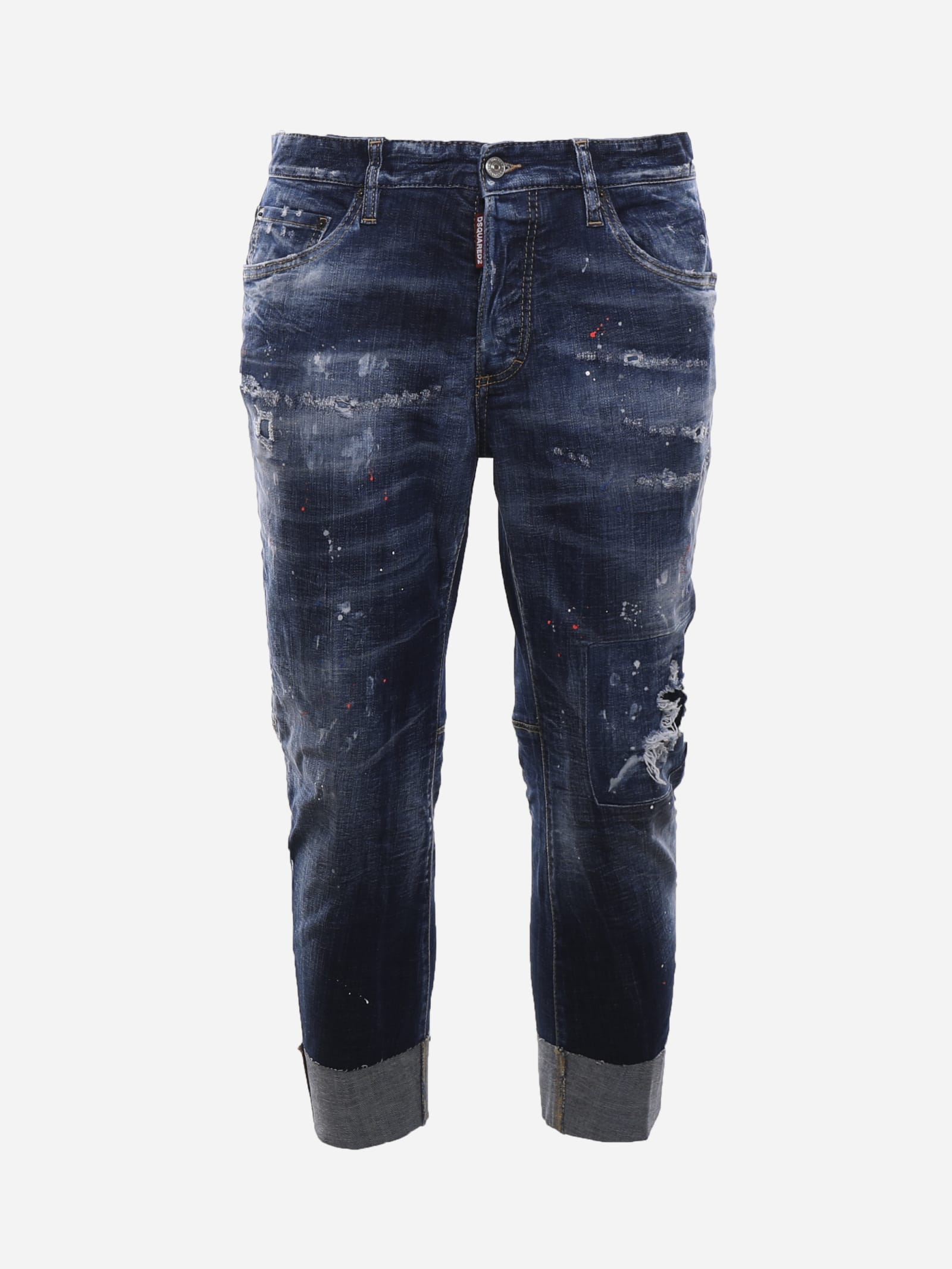 DSQUARED2 FADED-EFFECT STRETCH COTTON JEANS WITH TEARS,S71LB0896 S30342470