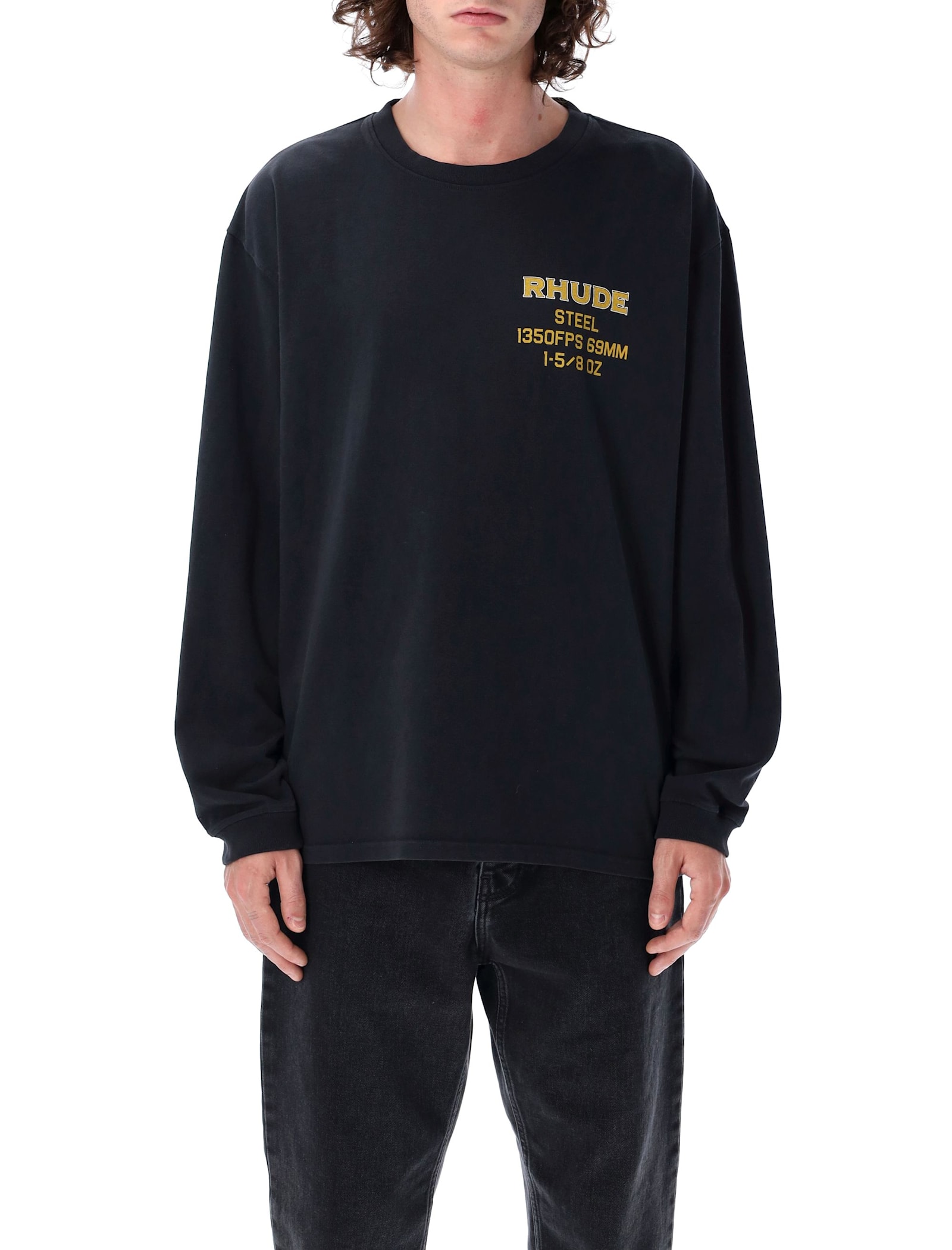 Shop Rhude Still L/s T-shirt In Vntg Black