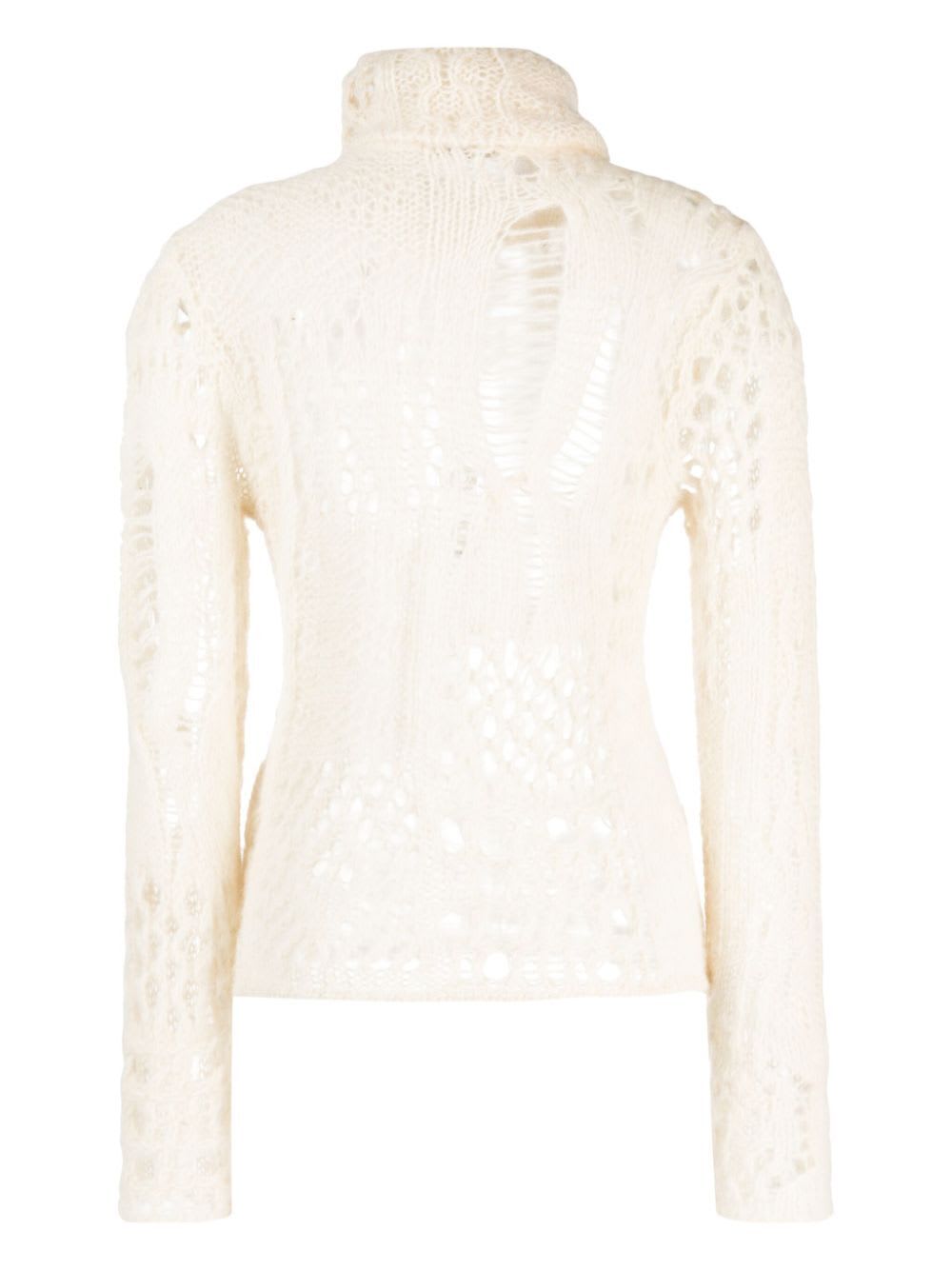 Shop Our Legacy Crochet Roll Neck In Bone Airy Alpaca