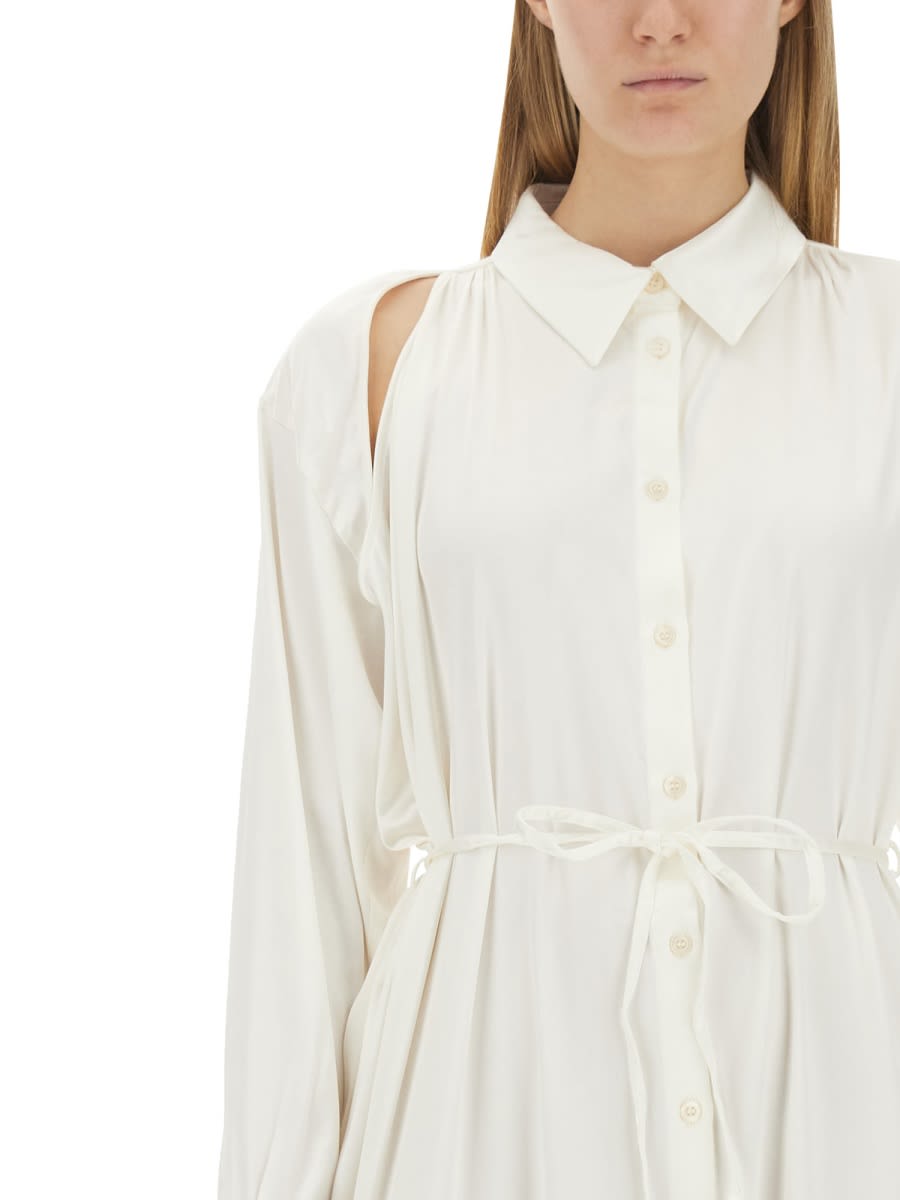 Acne Studios Asymmetric Hem Long Sleeve Dress In Animal Print