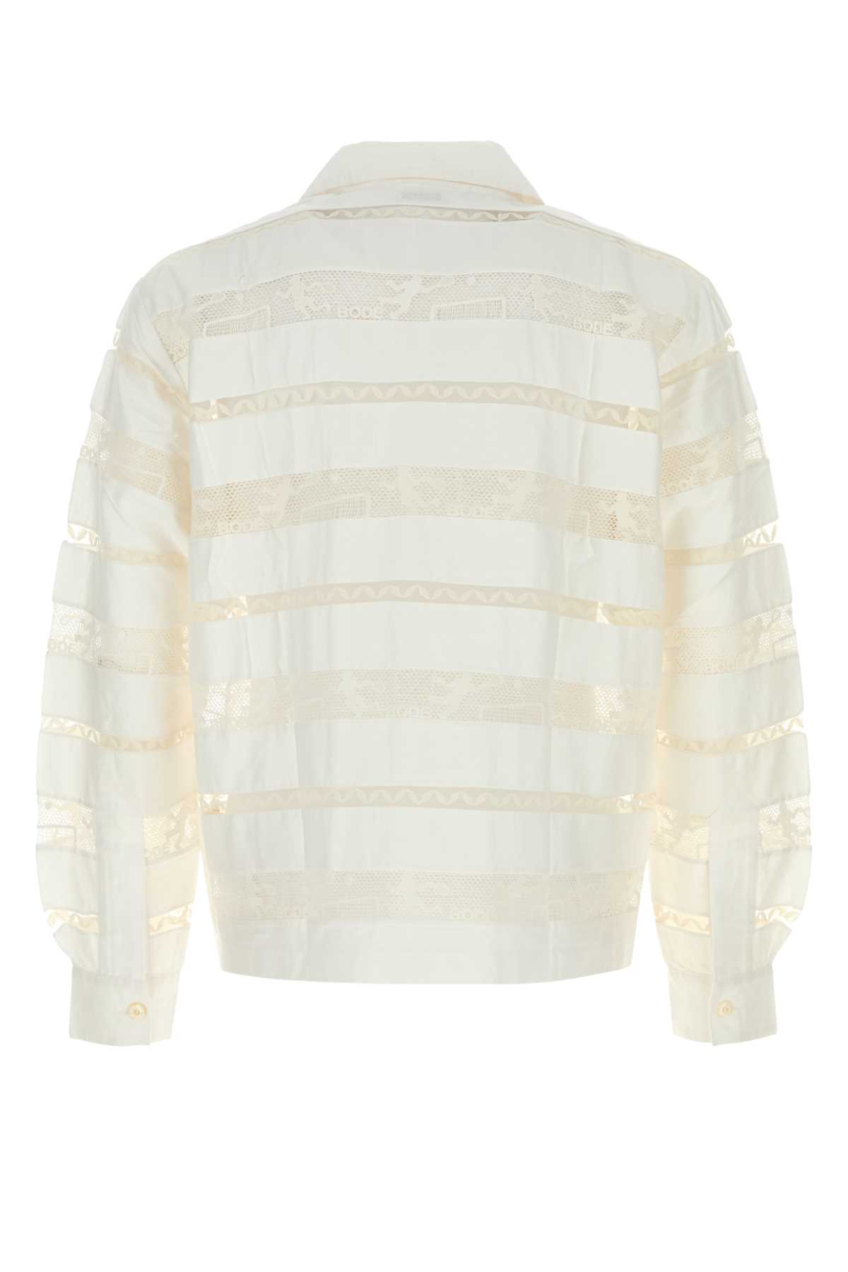 Bode White Poplin Shirt In Cream