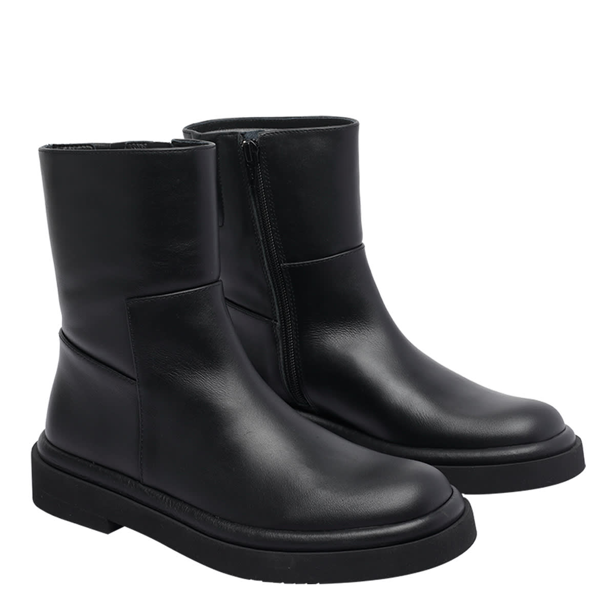 Paloma Barceló Zip-detail Round-toe Ankle Boots In Black