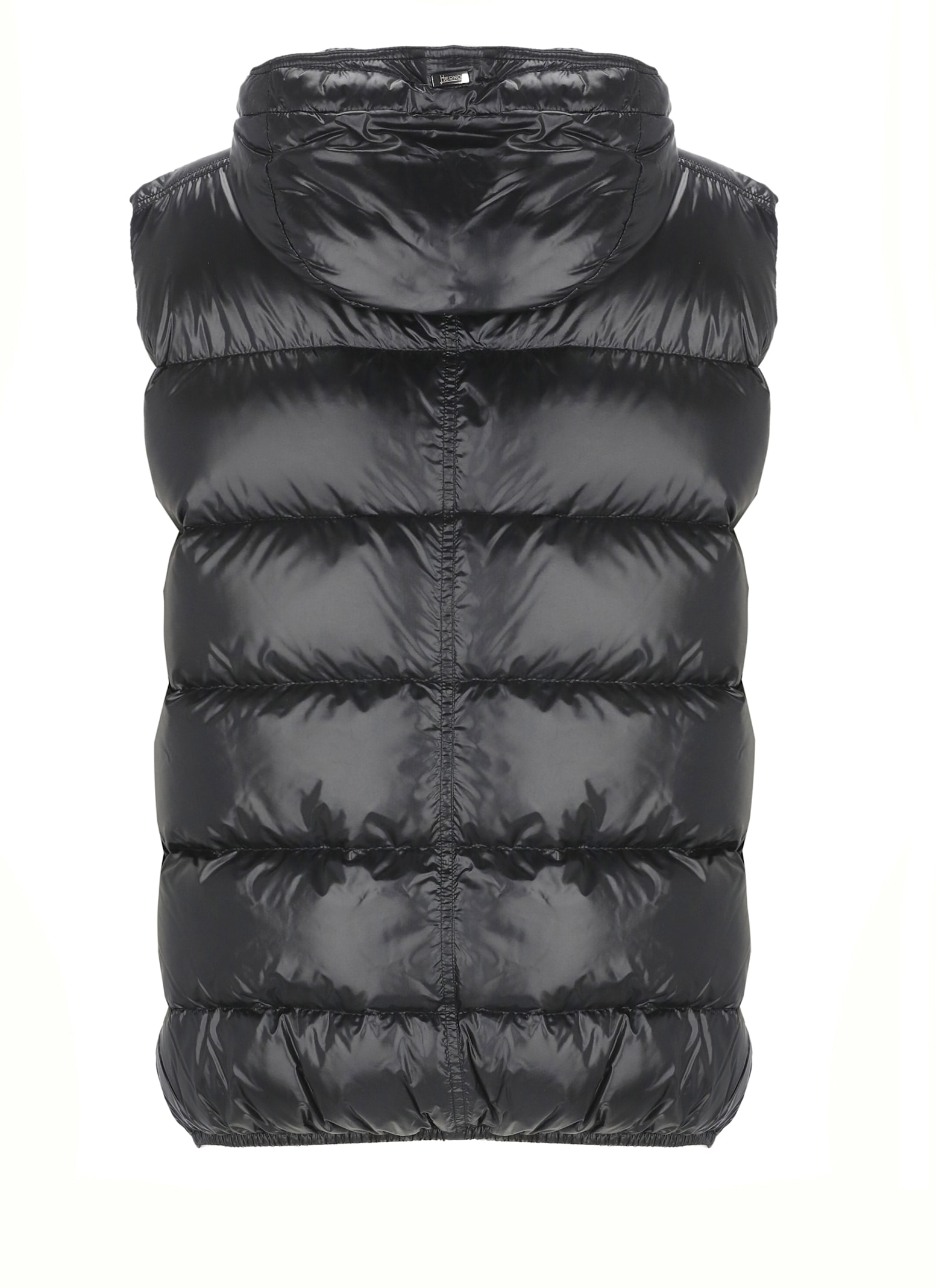 Herno Quilted Hooded Sleeveless Jacket In Black