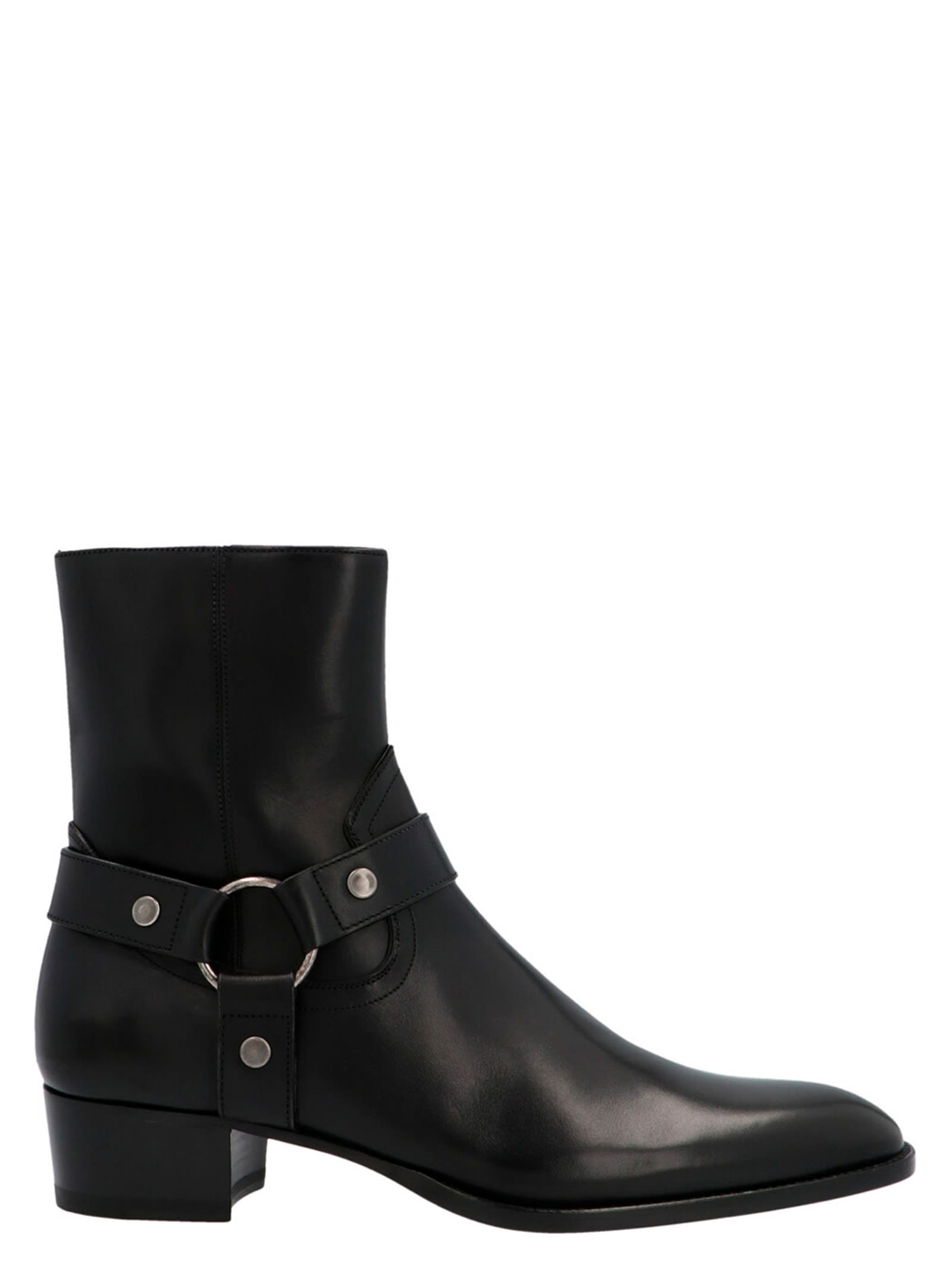 Shop Saint Laurent Wyatt Ankle Boots In Black