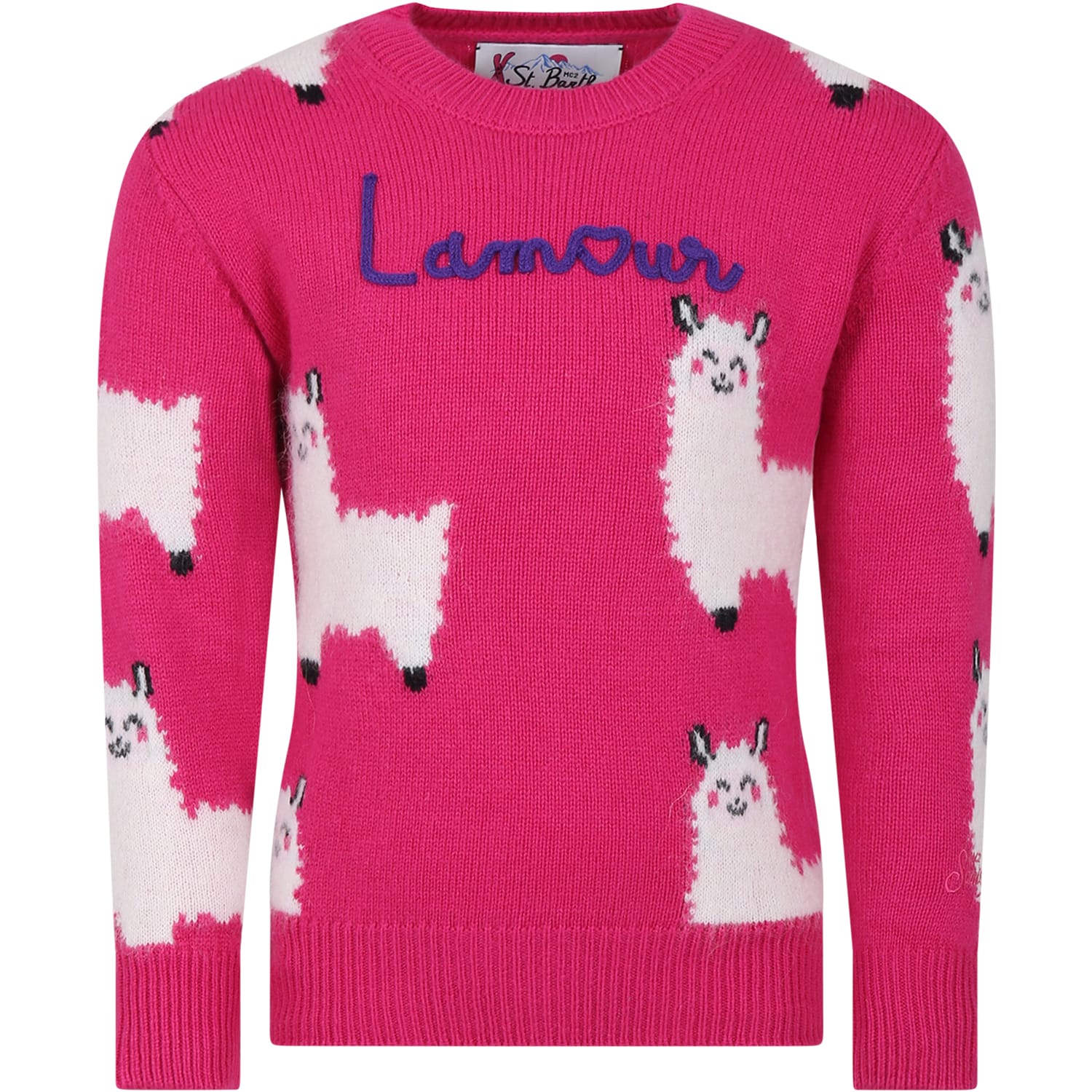 Mc2 Saint Barth Kids' Fuchsia Sweater For Girl With Alpaca