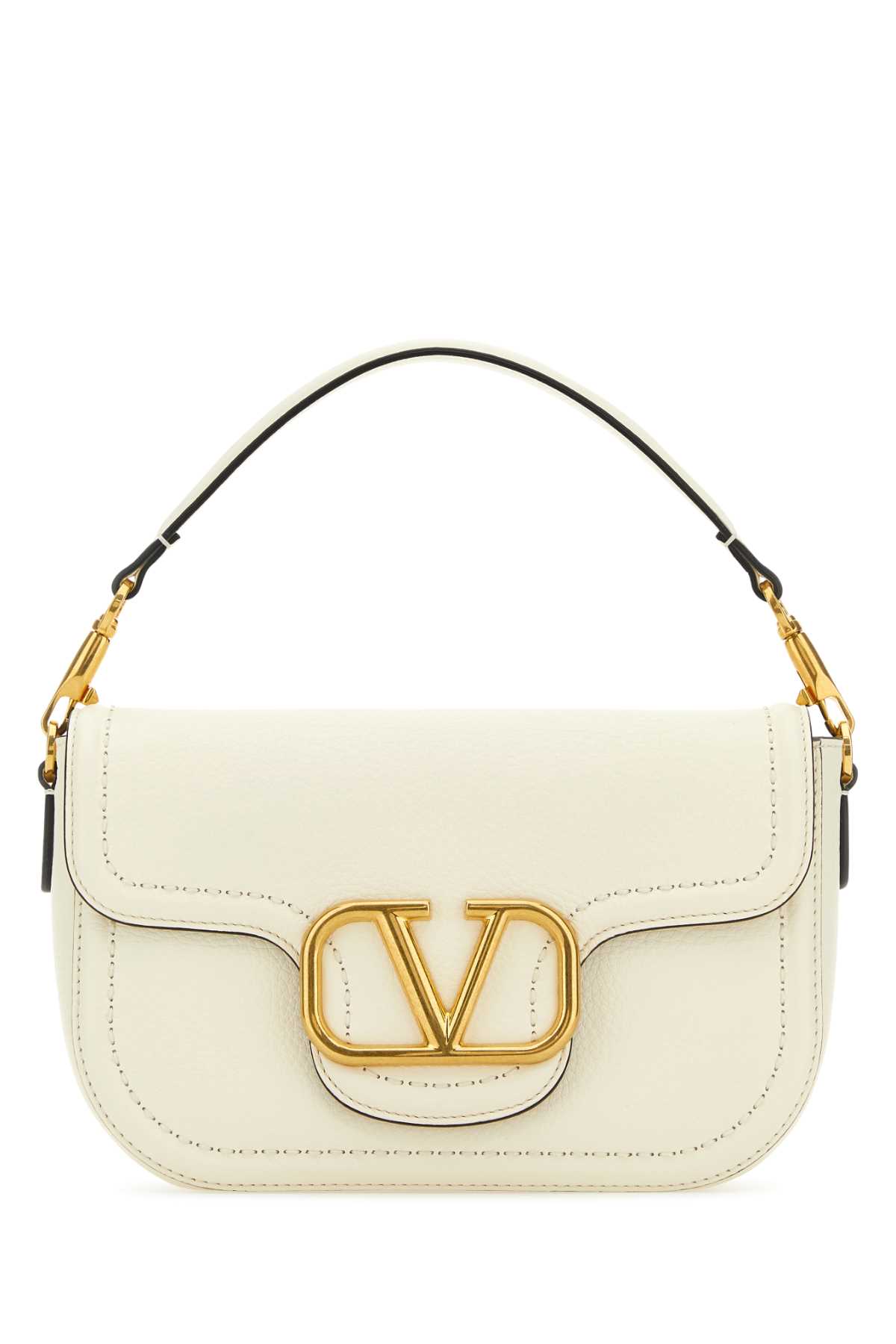 Shop Valentino Ivory Leather Alltime Shoulder Bag