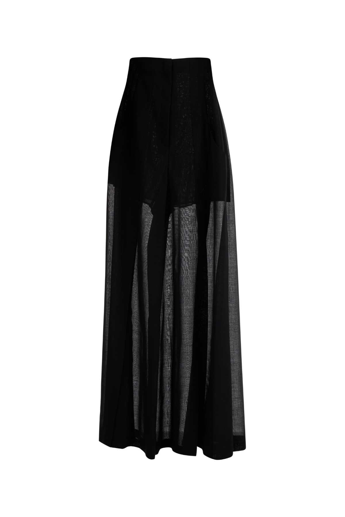 Shop Philosophy Di Lorenzo Serafini Black Wool Blend Wide-leg Pant In Nero