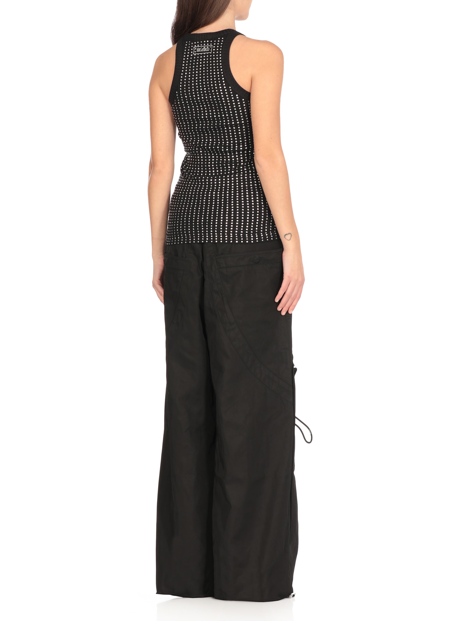 Attico Black Hotfix Crystal Tank Top