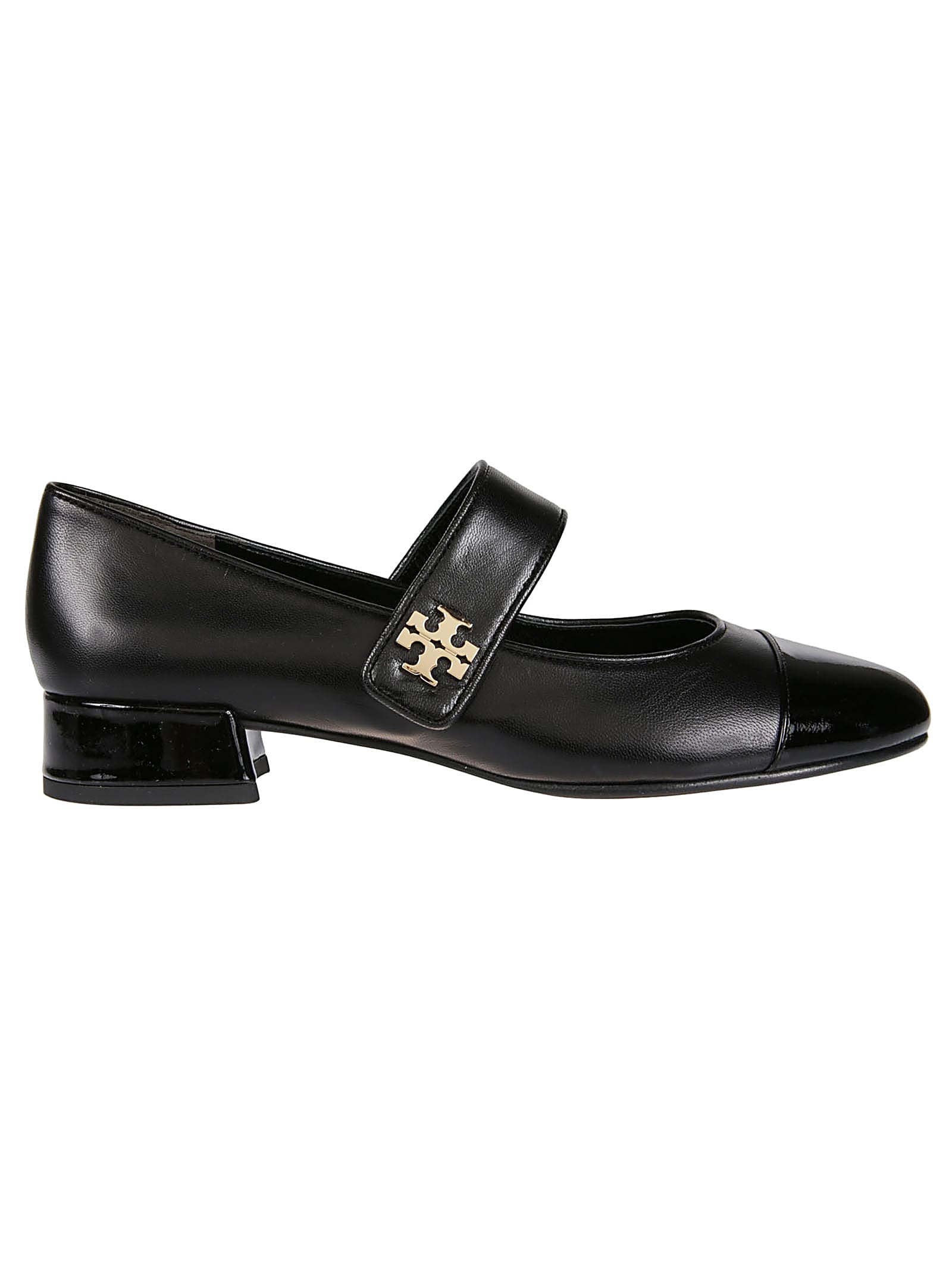 Shop Tory Burch Cap-toe Mary Jane Heel Ballets In Perfect Black/perfect Black