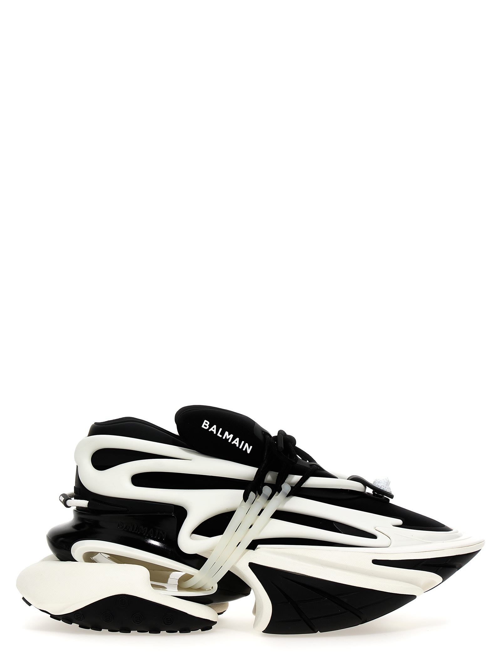 Shop Balmain Unicorn Sneakers In White/black