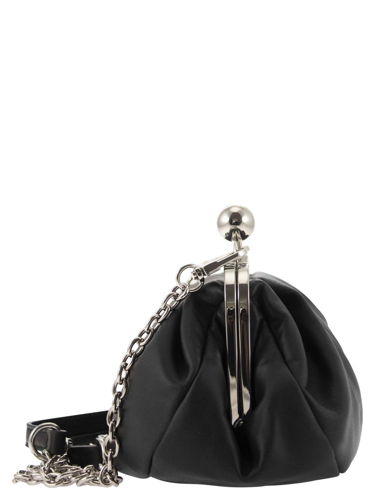 Shop Weekend Max Mara Pasticcino Chain-link Small Clutch Bag In Nero