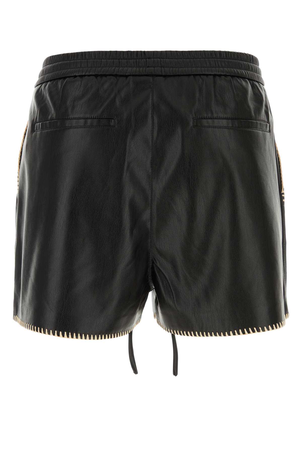 Shop Nanushka Black Synthetic Leather Amil Bermuda Shorts