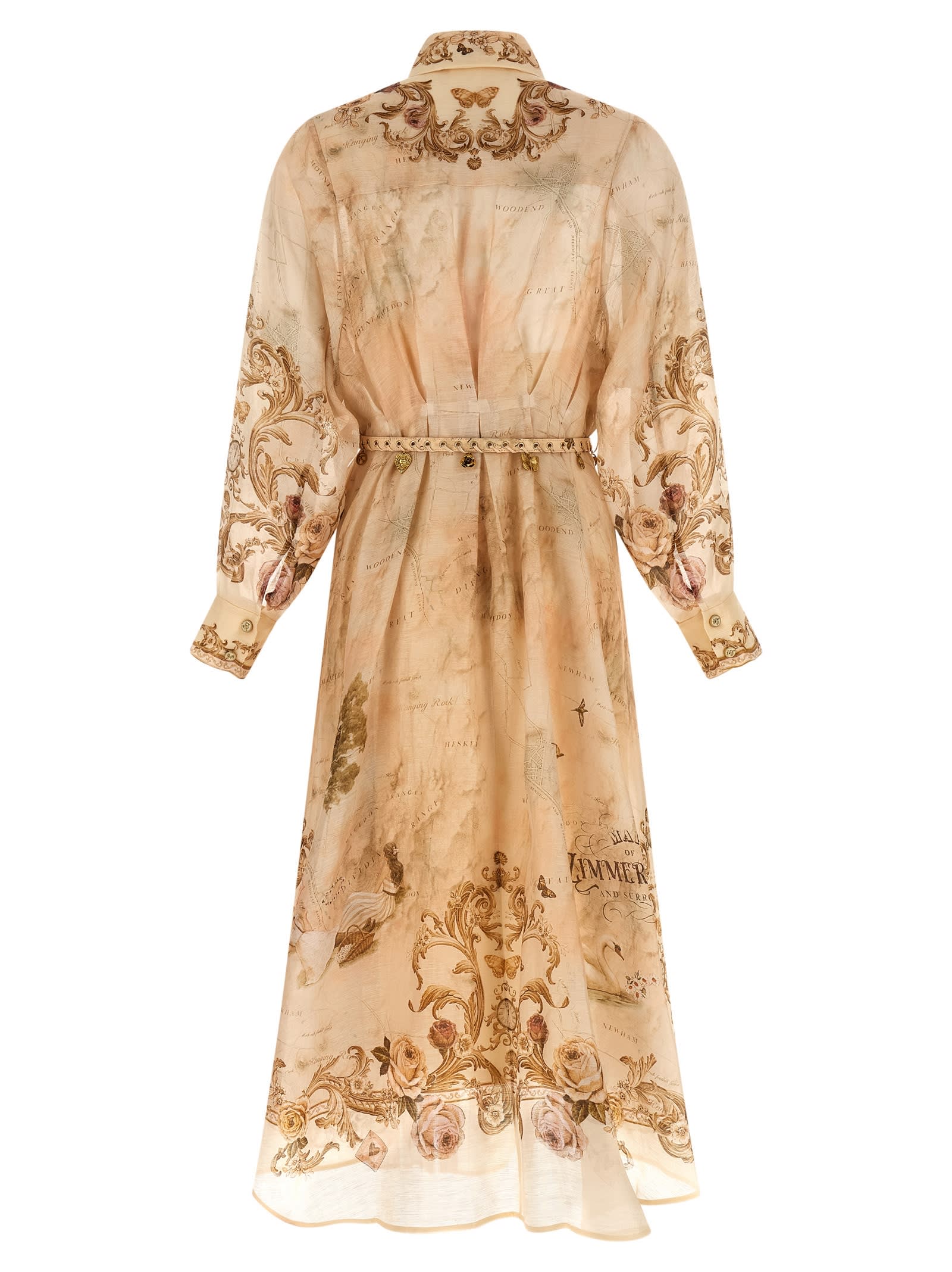 Zimmermann Memento Buttoned Midi Dress In Multi