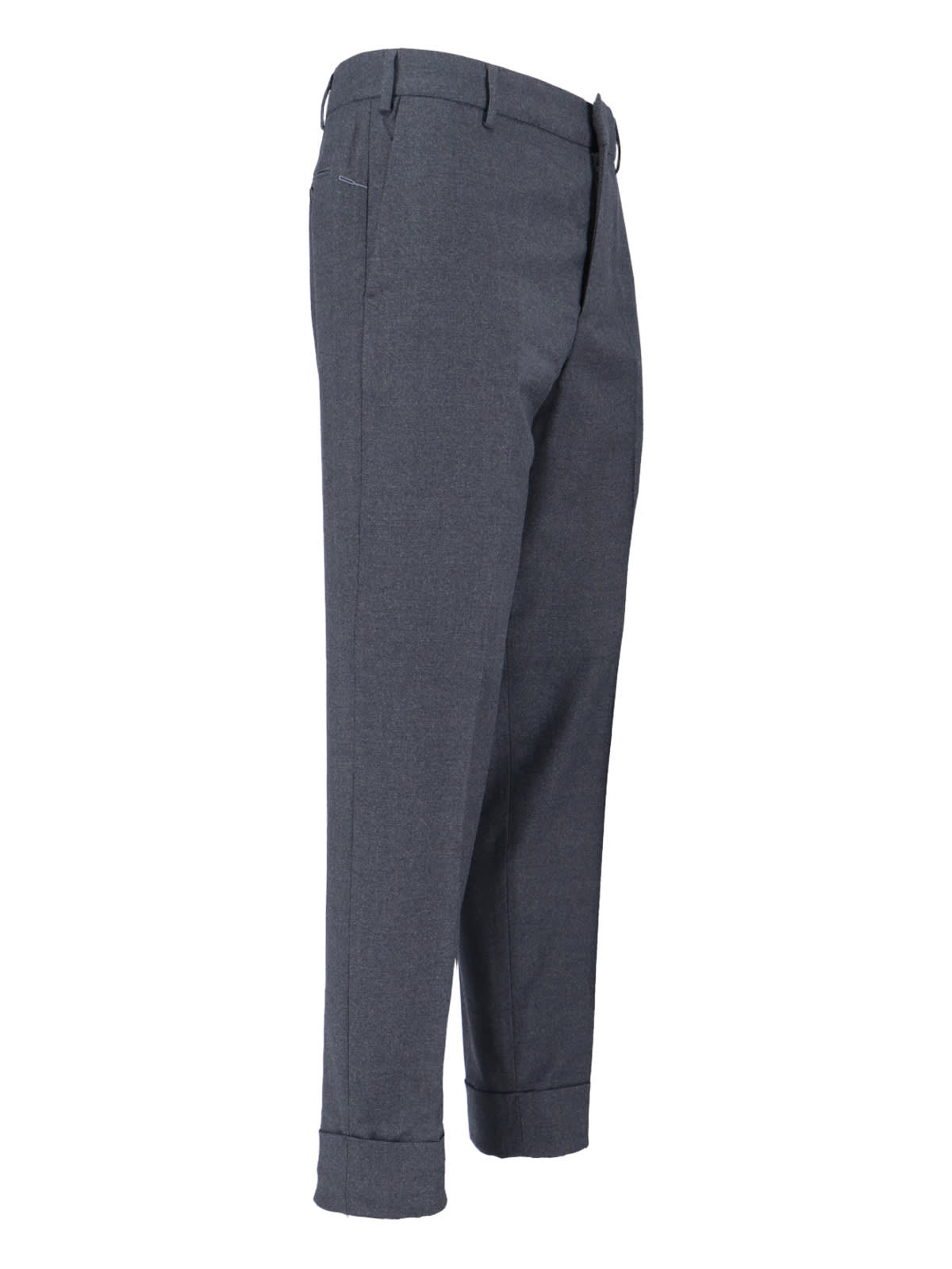 Cruna Mid-rise Grey Wool Trousers With Tailored Finish In Black