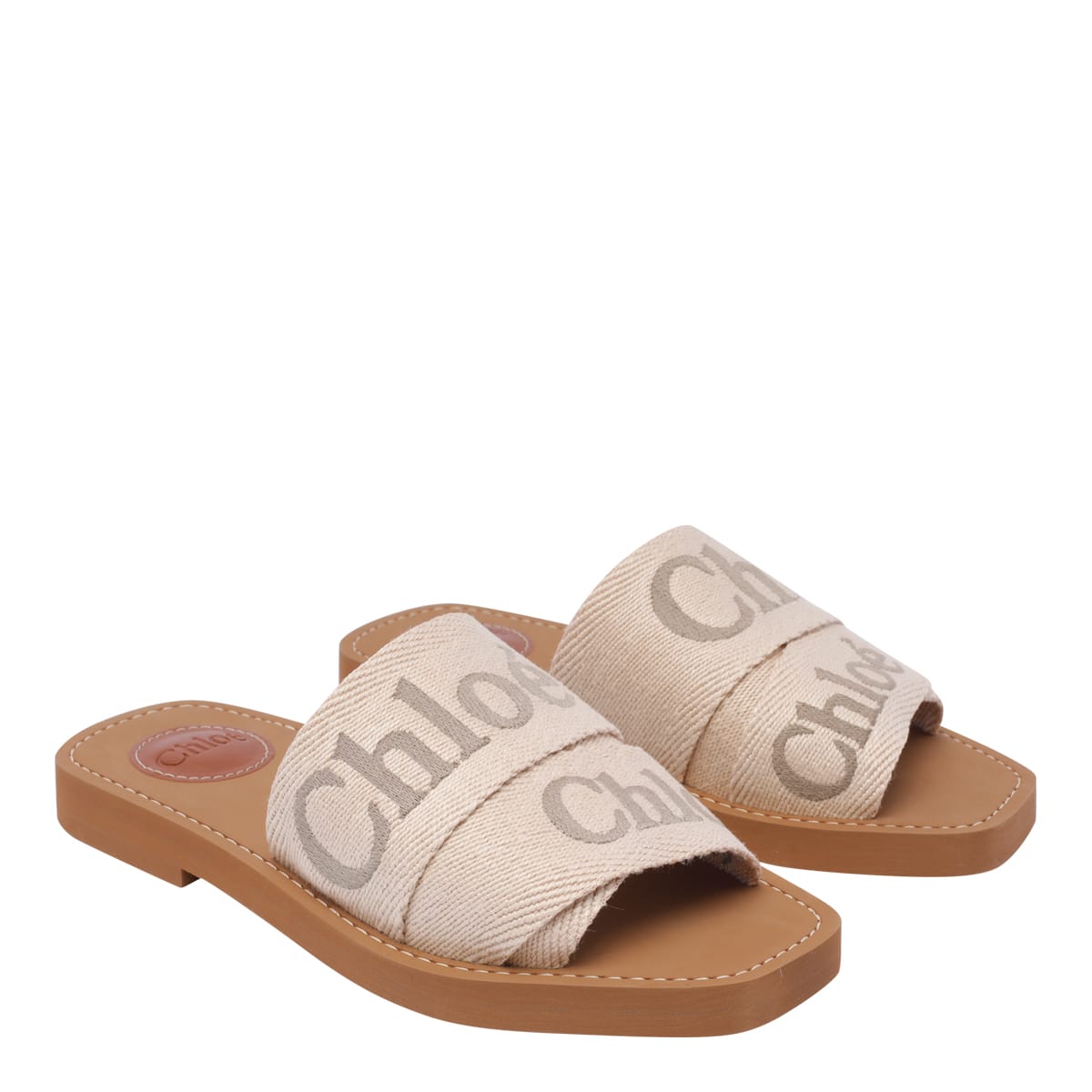 Shop Chloé Woody Sandals In Beige