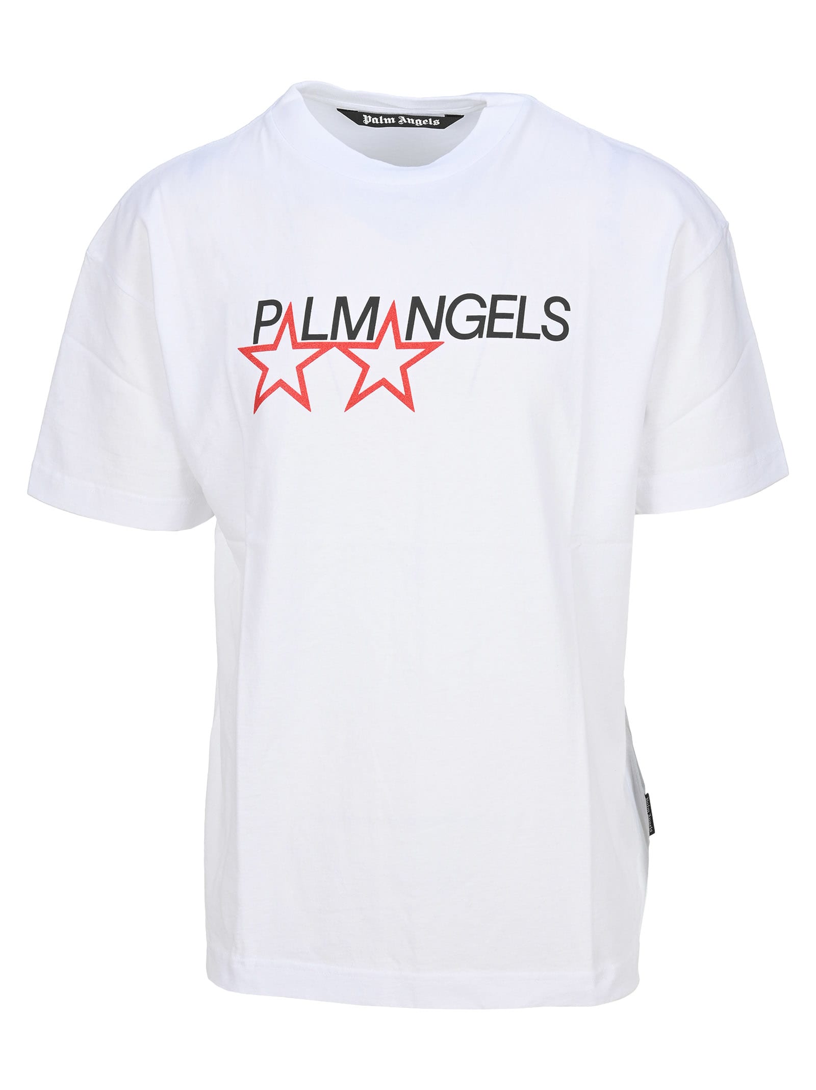 Palm Angels White T-shirt With Yellow Star Size 2XL