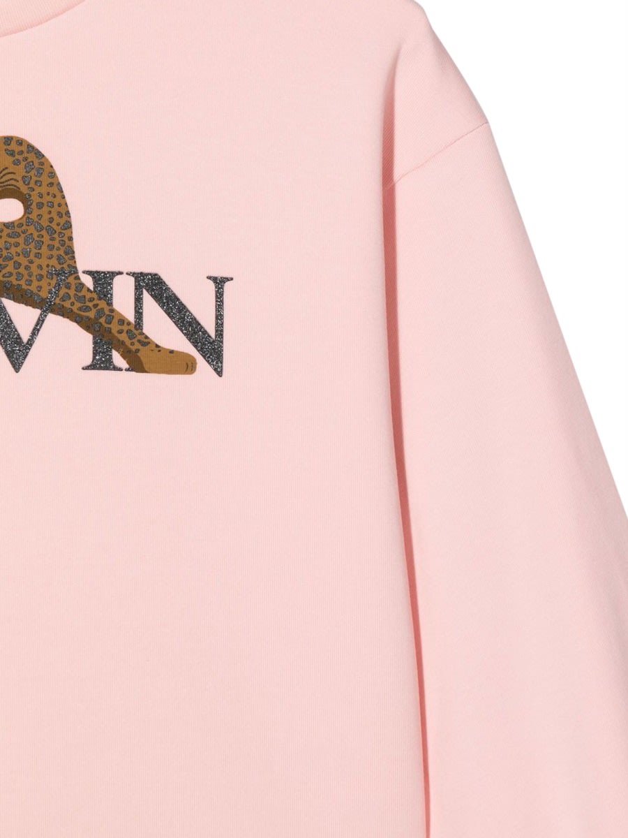 Shop Lanvin Logo Crewneck Sweatshirt In Pink